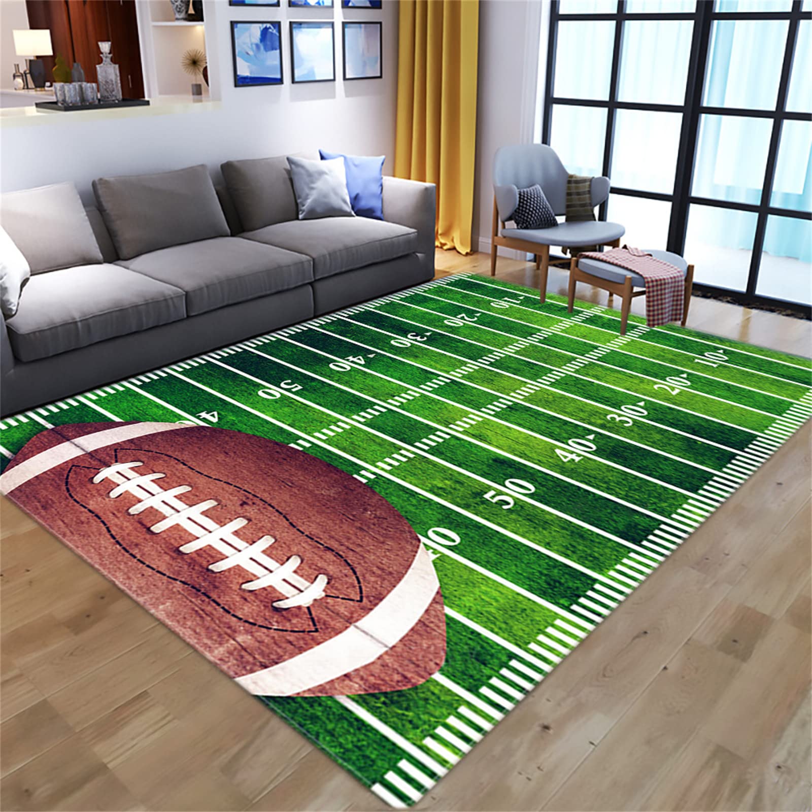 Boys Football Area Rug - Non-Slip Soft Washable 5'3