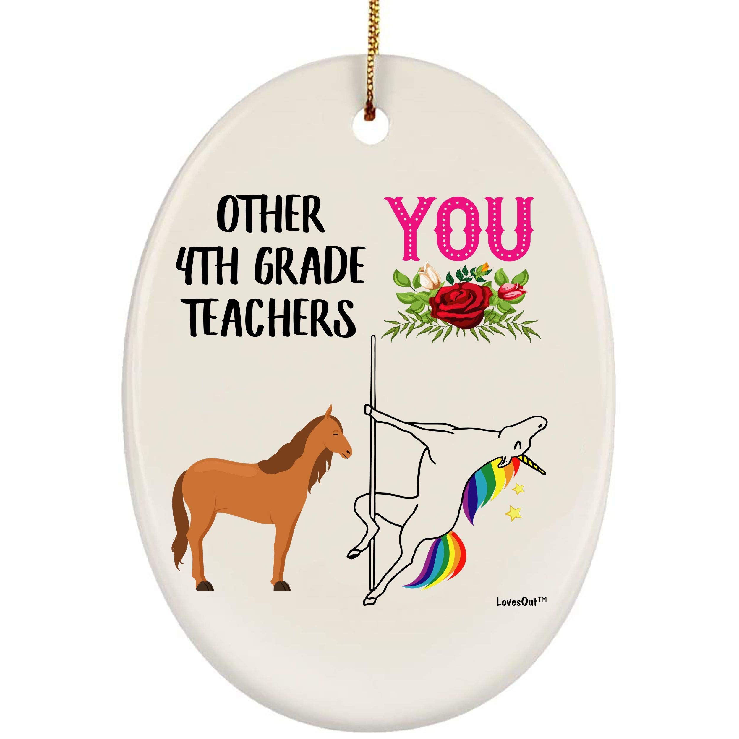 Funny Unicorn Ceramic Ornament for 4th Grade Teachers - Best Christmas Gift 2024 - Perfect for Classroom Decor, Holiday Tree Decorations & Teacher Appreciation Gifts