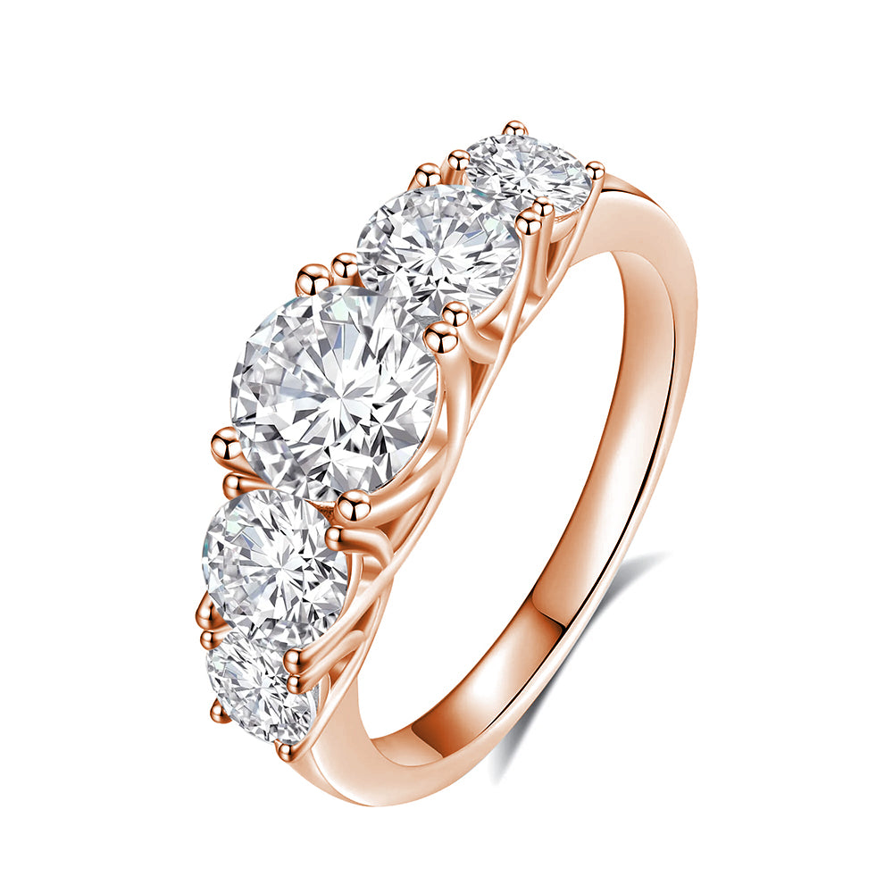 Classic Five Stone Anniversary Band Ring for Women - Elegant Wedding, Engagement & Promise Jewelry Gift - Perfect for Anniversaries, Birthdays & Special Occasions