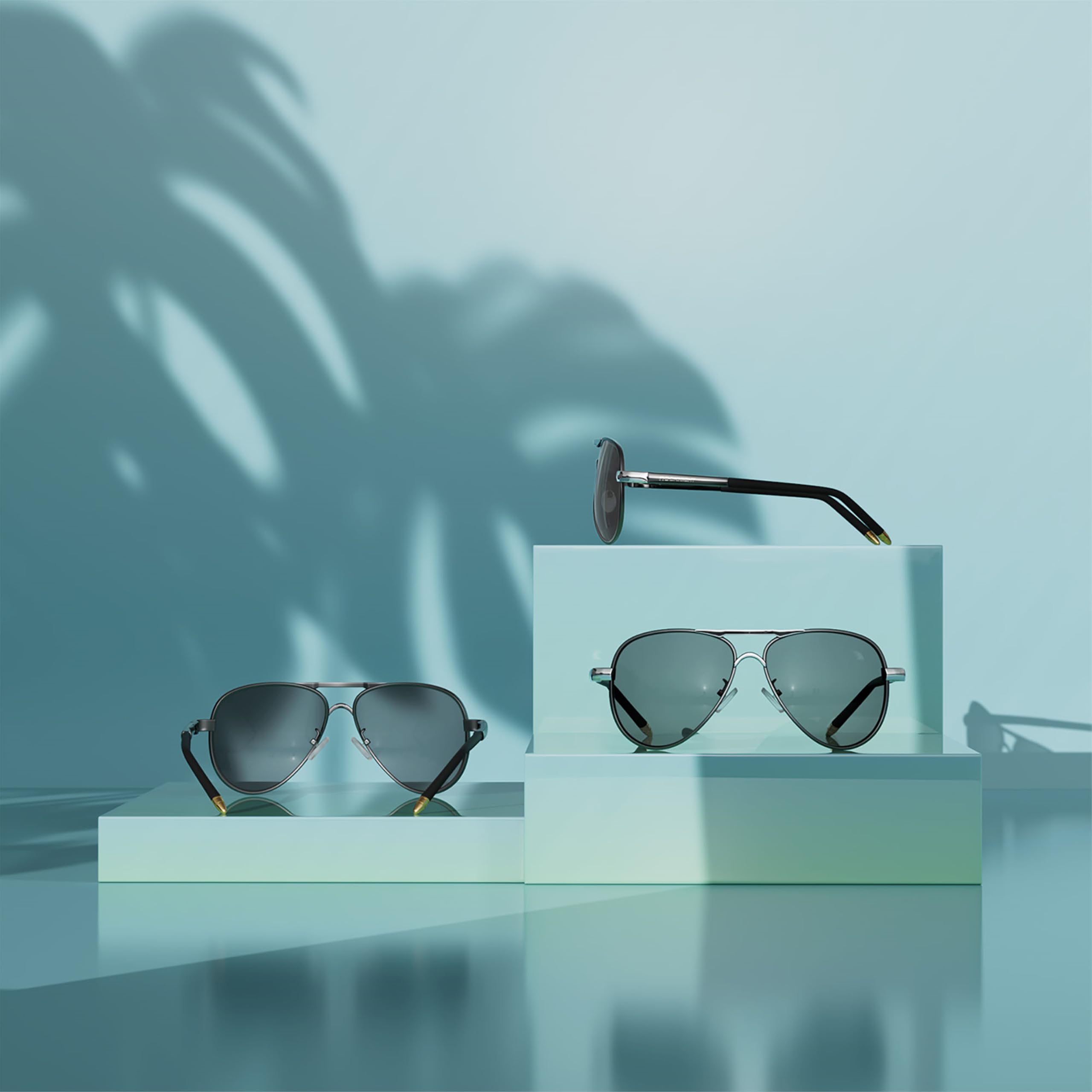 ROCKNIGHT Polarized Aviator Sunglasses for Men & Women - Lightweight Metal Flat Top UV400 Protection - 58mm Lens for Driving, Outdoor & Fashion Use