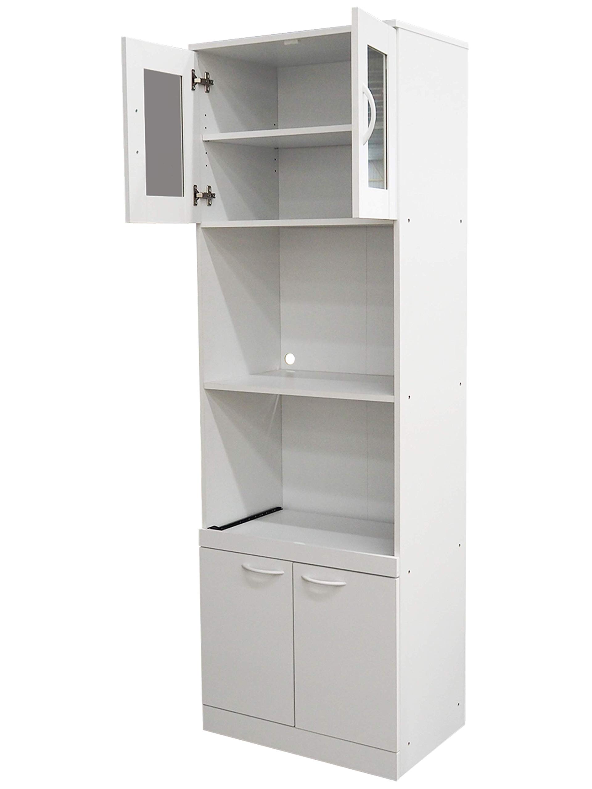 Kings Brand Furniture - Danbury Tall Kitchen Pantry Cabinet with Microwave Storage, White - Perfect for Small Kitchens & Apartment Living