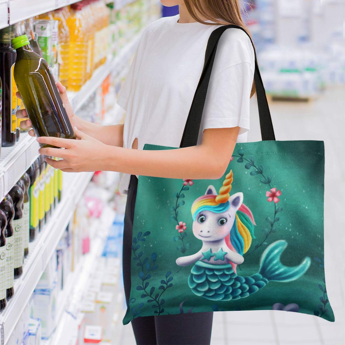 Visesunny Large Women's Casual Shoulder Bag - Stylish Canvas Tote Handbag for Shopping, Grocery & Daily Use - Perfect for Work, Travel and Outdoor Activities