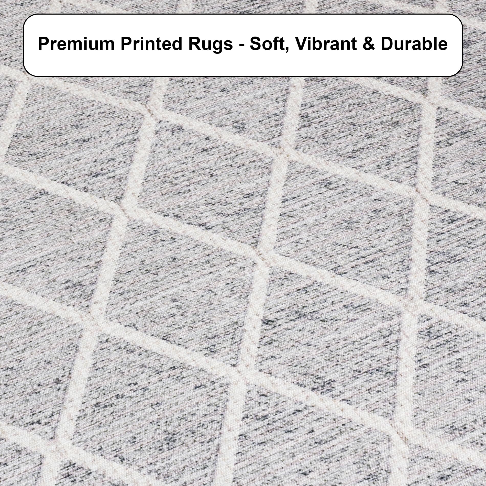 Machine Washable Area Rug 5' x 7' - Stain Resistant Low Pile Premium Rug for Living Room, Bedroom, Office - Boho Modern Farmhouse Design in Gray Ivory - Perfect for High Traffic Areas & Pet-Friendly Homes