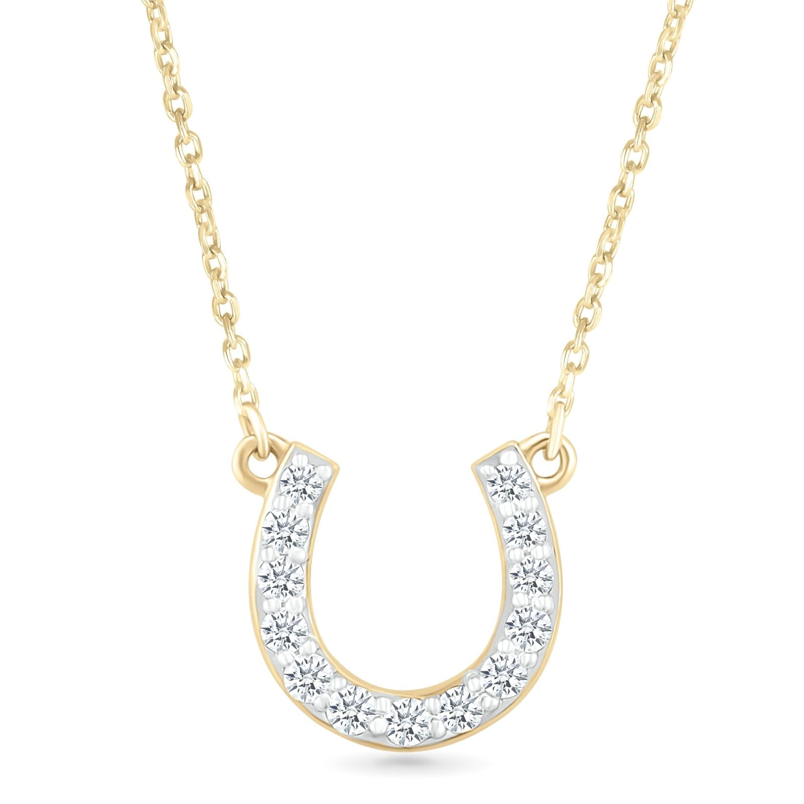 10k Yellow Gold Lucky Diamond Pavé Horseshoe Pendant Necklace - Elegant Jewelry Gift for Women, Perfect for Birthday, Anniversary & Everyday Wear