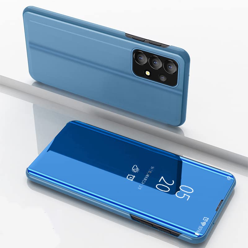 Premium Luxury View Smart Display Case for Samsung Galaxy A23 4G/5G - Ultra Thin Wireless Charging Compatible Phone Cover (QH Blue) - Perfect for Home, Office & Travel Protection