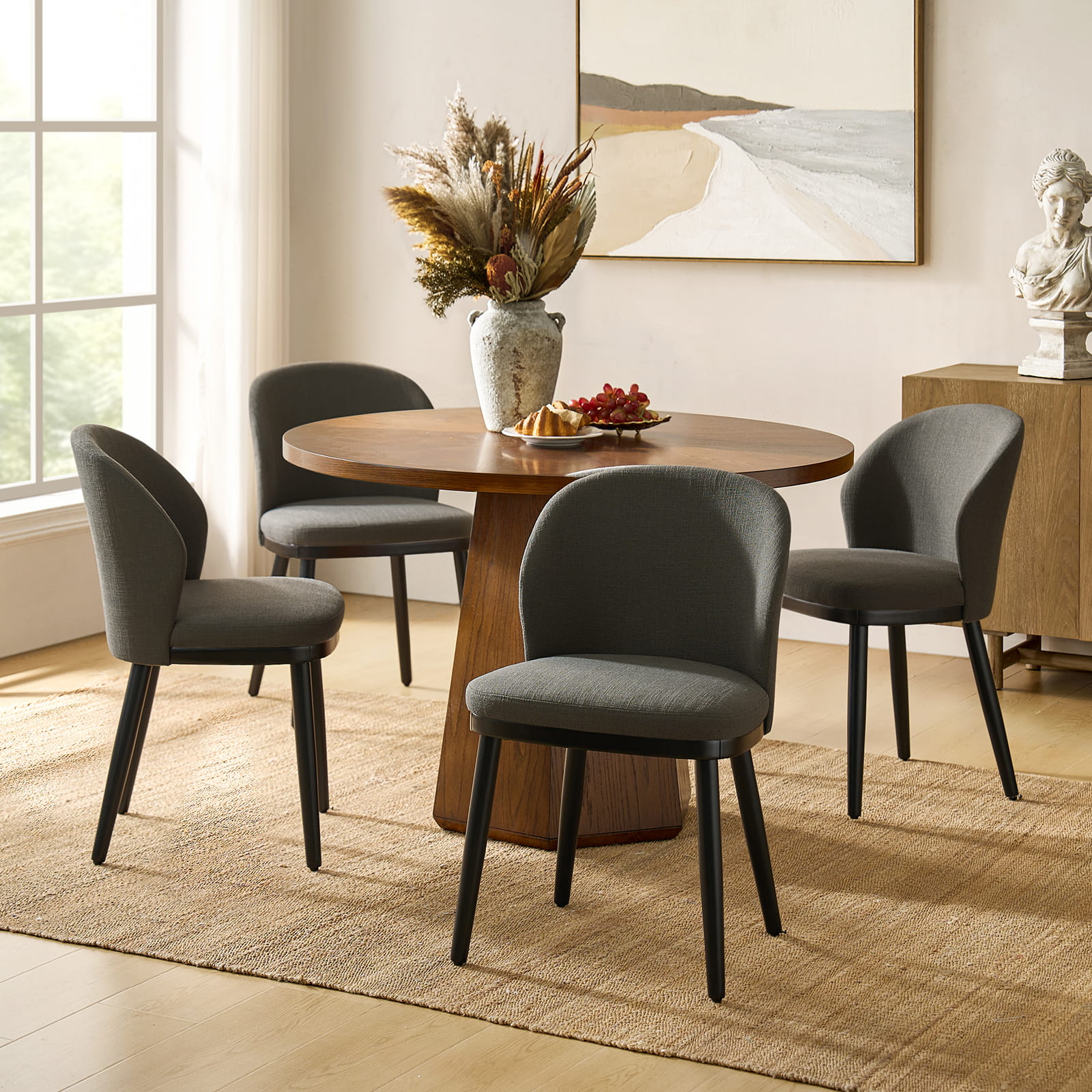 Premium Alrun Dining Chairs with Lumbar Support - Set of 2/4/6 - Modern Comfortable Kitchen & Dining Room Furniture for Home & Restaurant Use