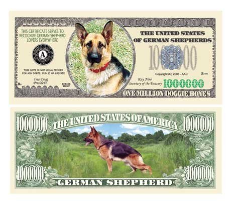 Authentic American Art Classics German Shepherd Dog Million Dollar Bill Collectible - Rare Currency Note with Protective Sleeve | Perfect for Collectors, Gifts, and Home Decor