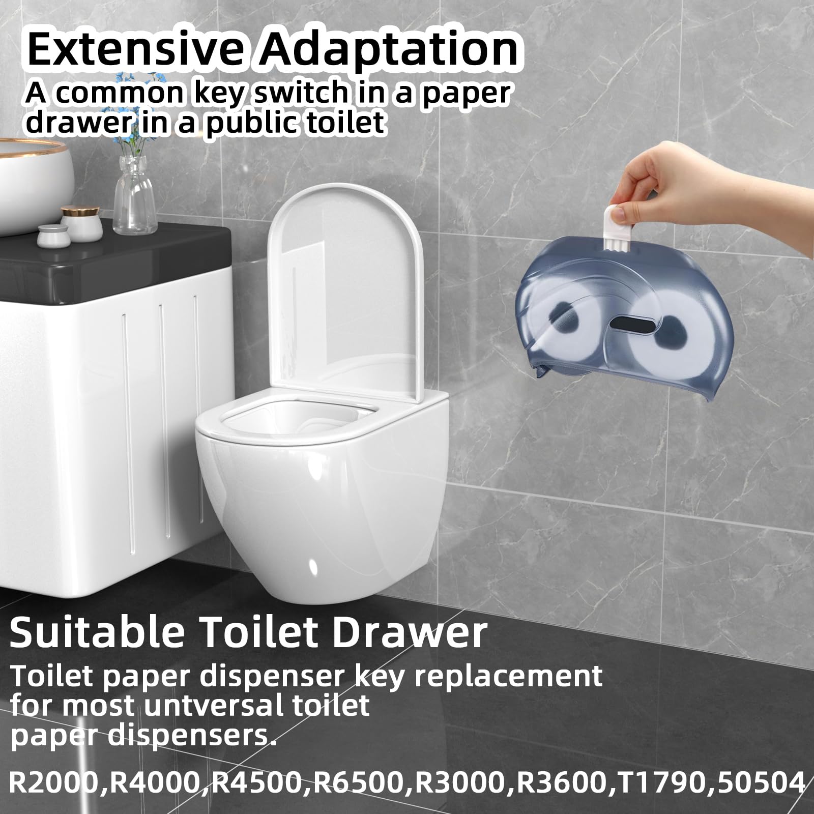 6pcs Universal Paper Towel Dispenser Keys - 2 Types Heavy Duty Toilet Paper Dispenser Keys with 3 Key Rings | Durable Bathroom & Commercial Use for Restaurants, Offices, Schools