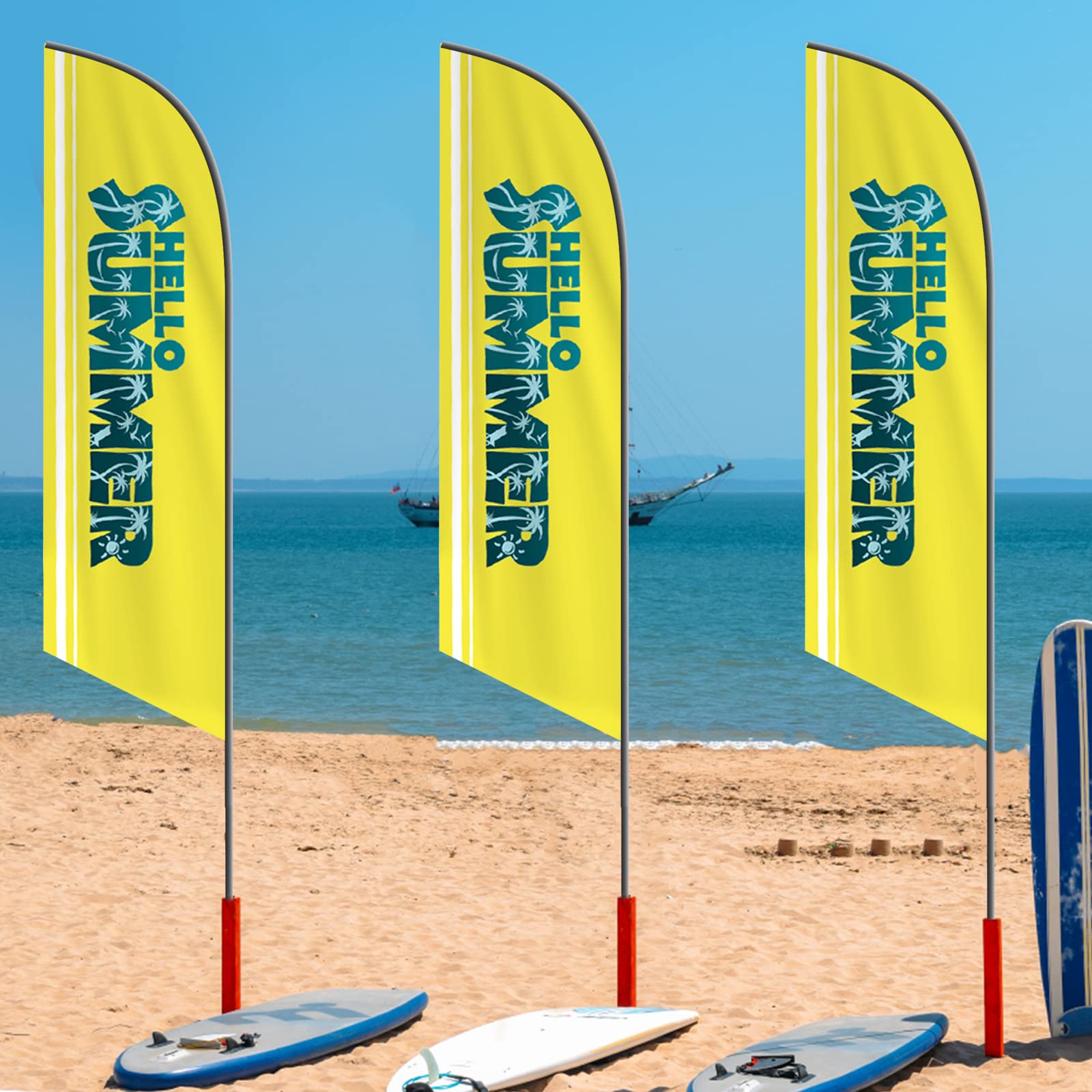 Custom Double Sided Feather Flags for Outdoor Business Advertising - Personalized Swooper Flag with Your Logo/Design/Text - Perfect for Grand Openings, Car Dealerships & Sports Events (Flag Only)