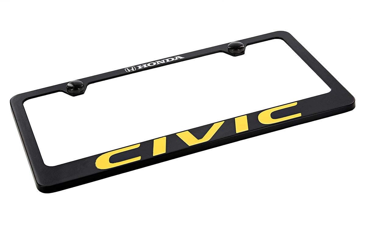 Honda Civic Wordmark Black Coated Zinc Metal License Plate Frame Holder - Durable Car Accessory for Honda Civic - Perfect for Customizing & Protecting Your License Plate