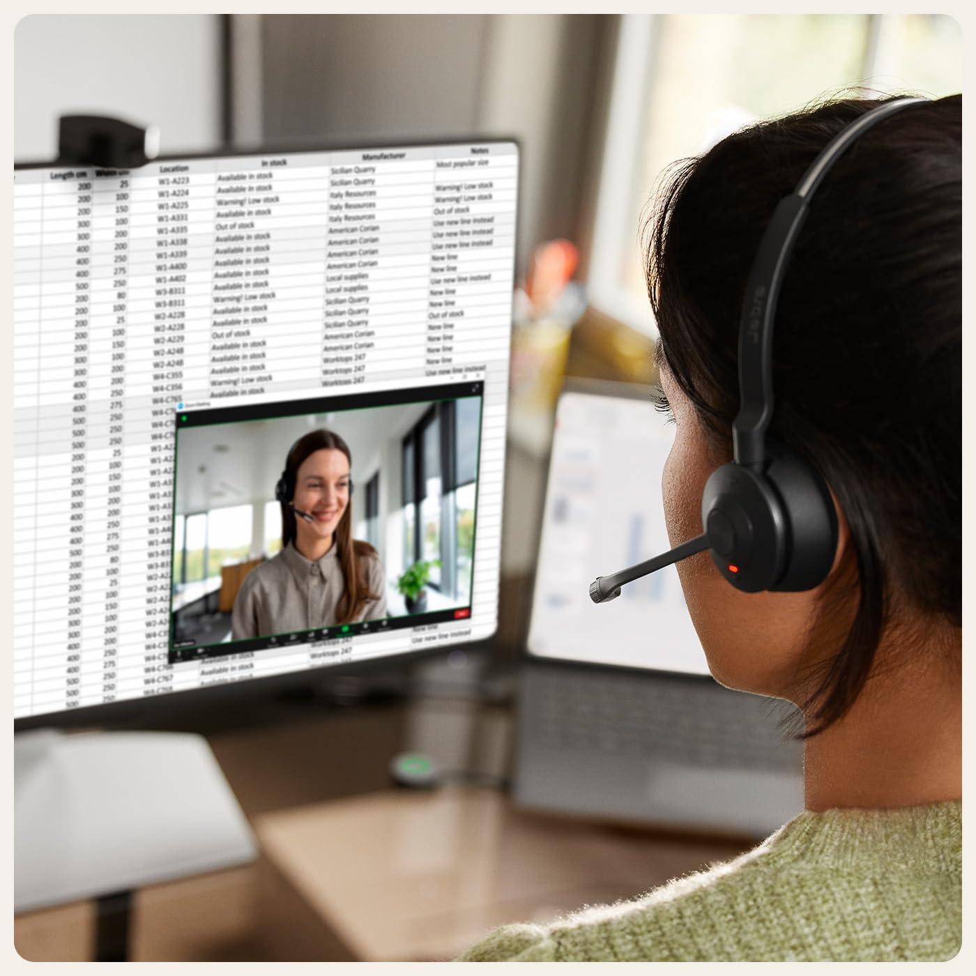 Jabra Engage 55 Stereo Wireless Headset with PanaCast 20 4K AI Video Conferencing Camera Bundle - Certified for Google Meet, Zoom & Microsoft Teams | Professional Office Headphones & Webcam for Remote Work, Online Meetings & Video Calls