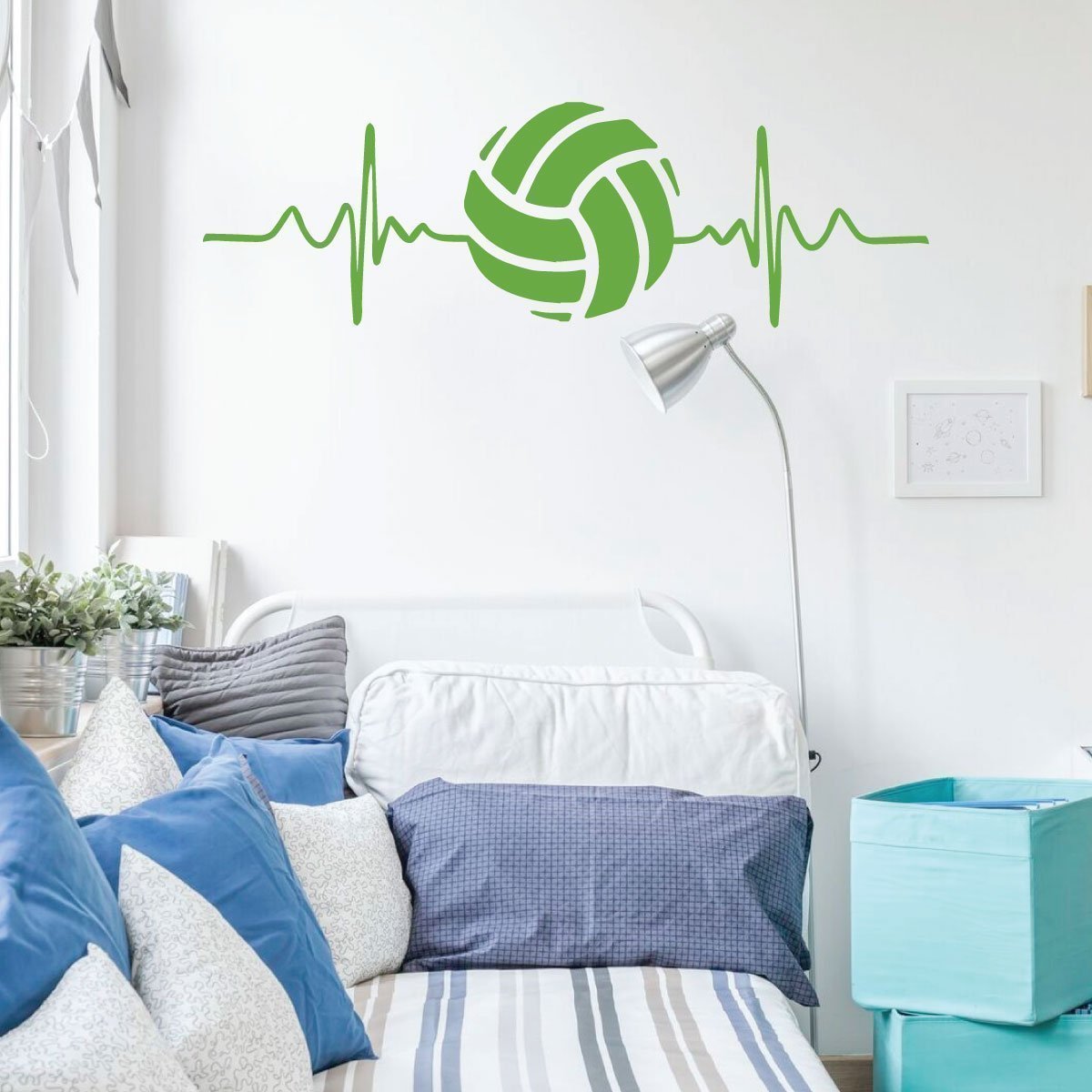Heartbeat Volleyball Wall Decal - Premium Vinyl Sports Art Decor for Bedroom, Playroom & Gym - Easy to Apply & Remove - Perfect for Volleyball Lovers & Sports Themed Room Decor