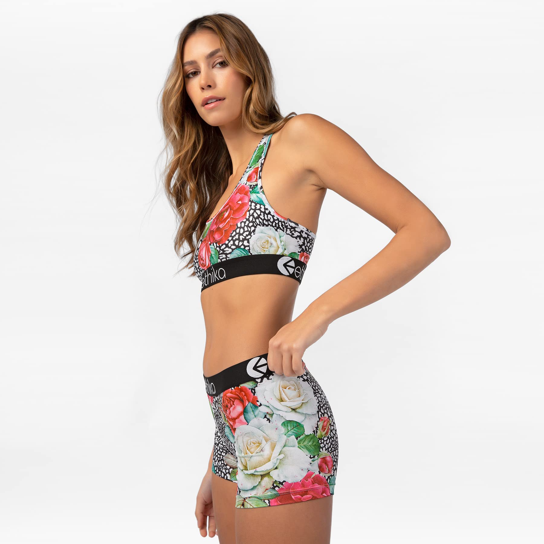 Ethika Women's Sports Bra - Wild Rose Print | High Support Workout Top for Running, Yoga & Gym | Comfortable & Breathable Activewear
