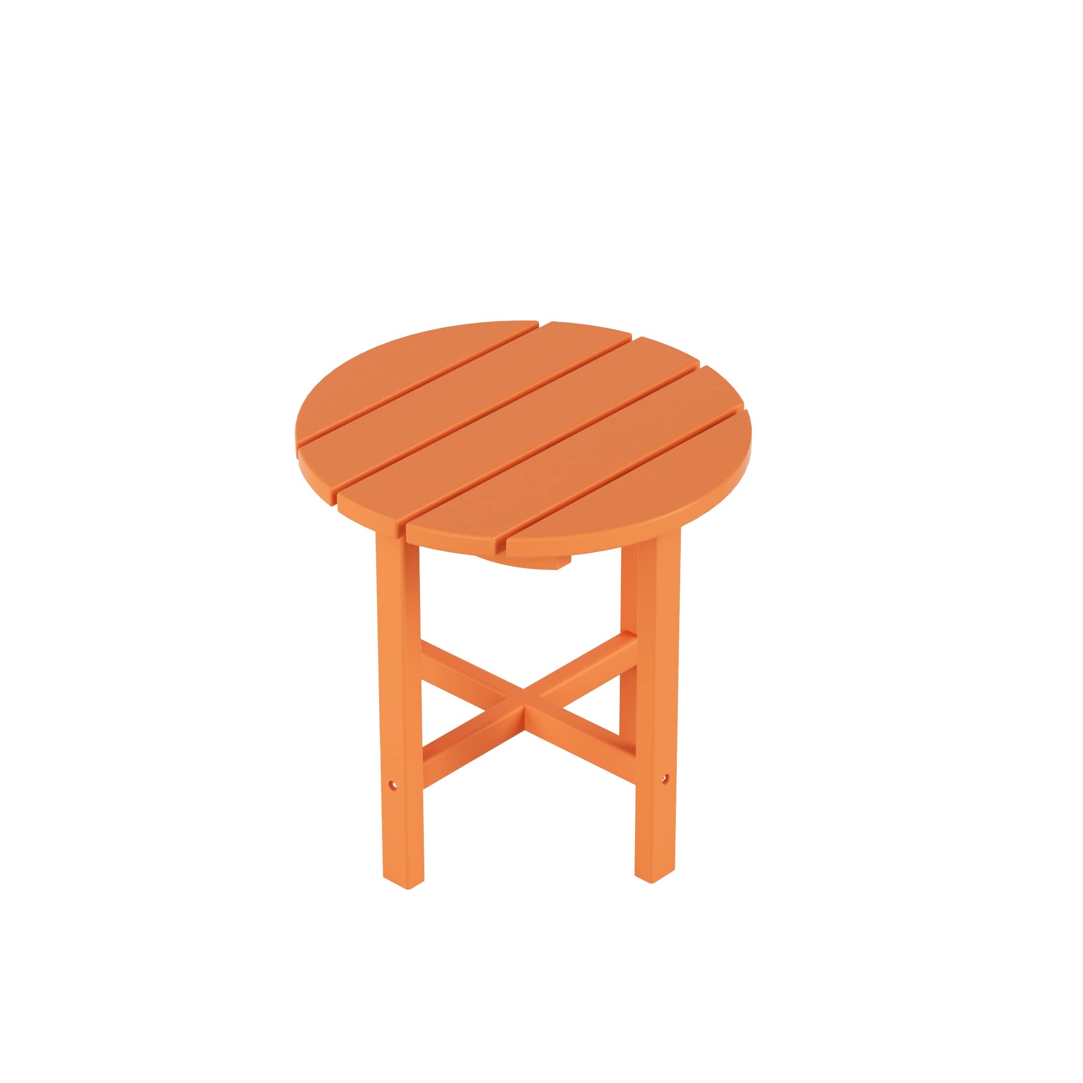 WO Home 2-Piece Outdoor Adirondack Chair Set with Side Table - Durable Poly Lumber Retro Lounger for Beach, Patio, Garden, Backyard - Perfect for Relaxing in Sun, Poolside Lounging & Outdoor Entertaining (Orange)