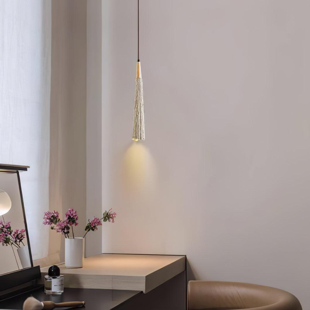 Modern Concrete Pleated Pendant Light - Industrial Style Hanging Lamp for Kitchen Island, Dining Room & Bedroom Lighting