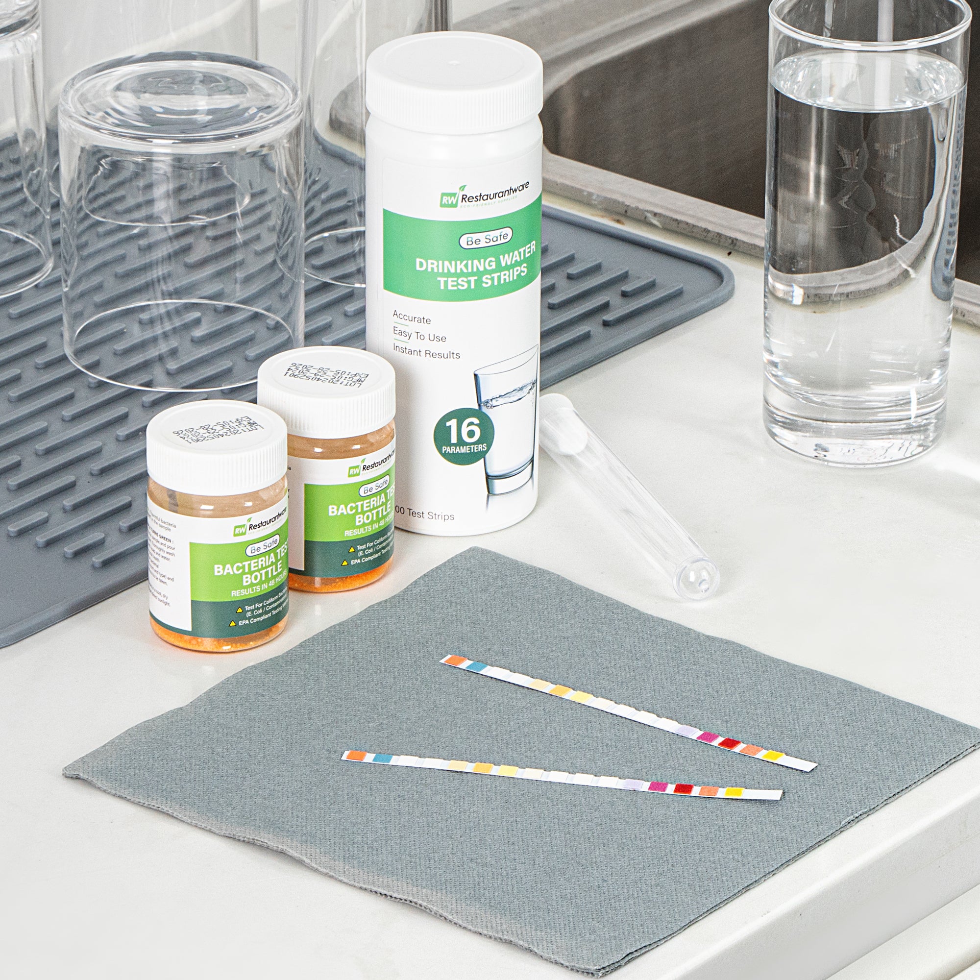 17 in 1 Premium Drinking Water Test Kit - 100 Strips with 2 Bacteria Tests | Home, Camping & Emergency Water Safety Testing