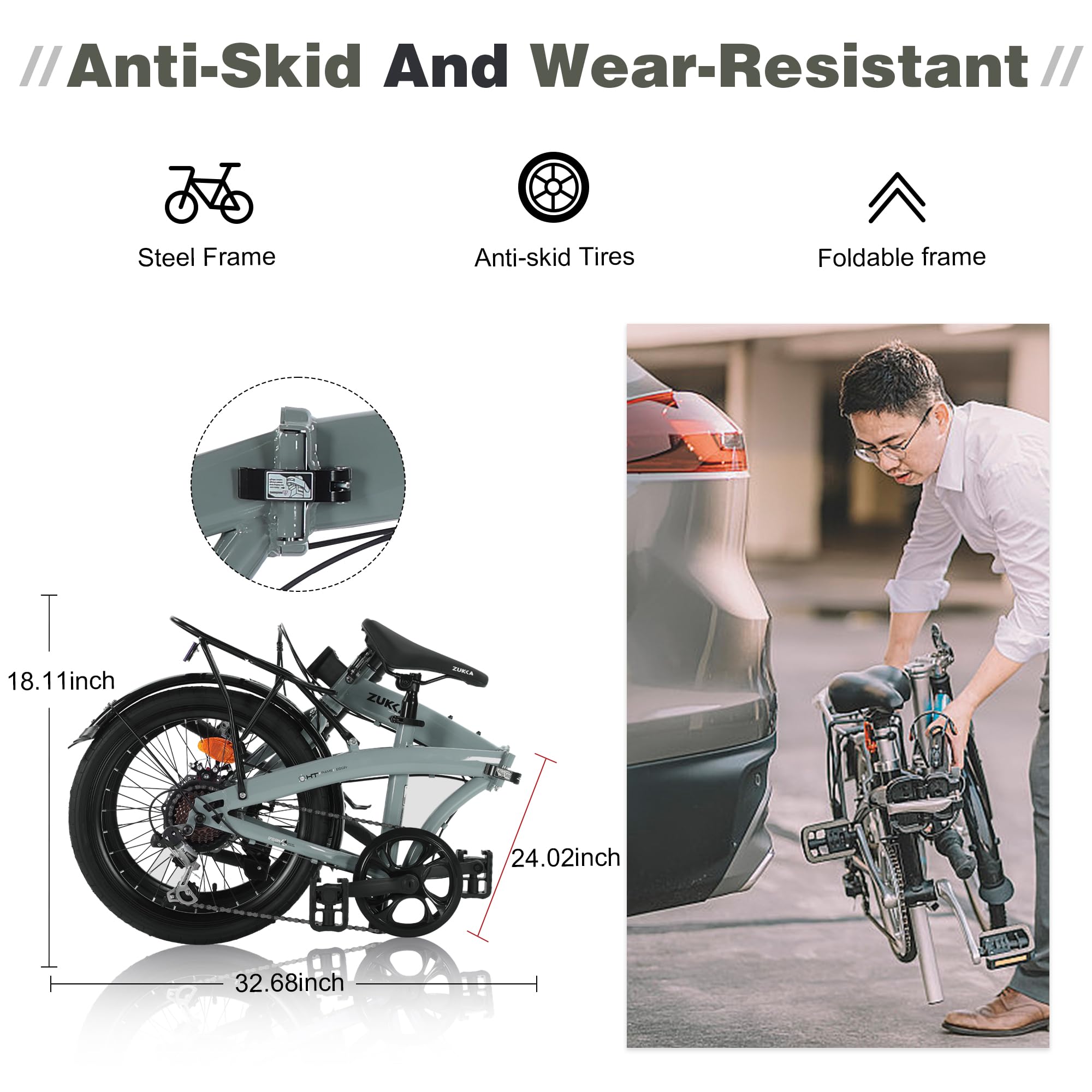 **MEGHNA 20-Inch Folding Bike with Dual Disc Brakes & 7-Speed Gears - Portable Foldable Bicycle with Rear Rack & Fenders - Ideal for Commuting, School, Travel, and Urban Riding for Men, Women & Teens**