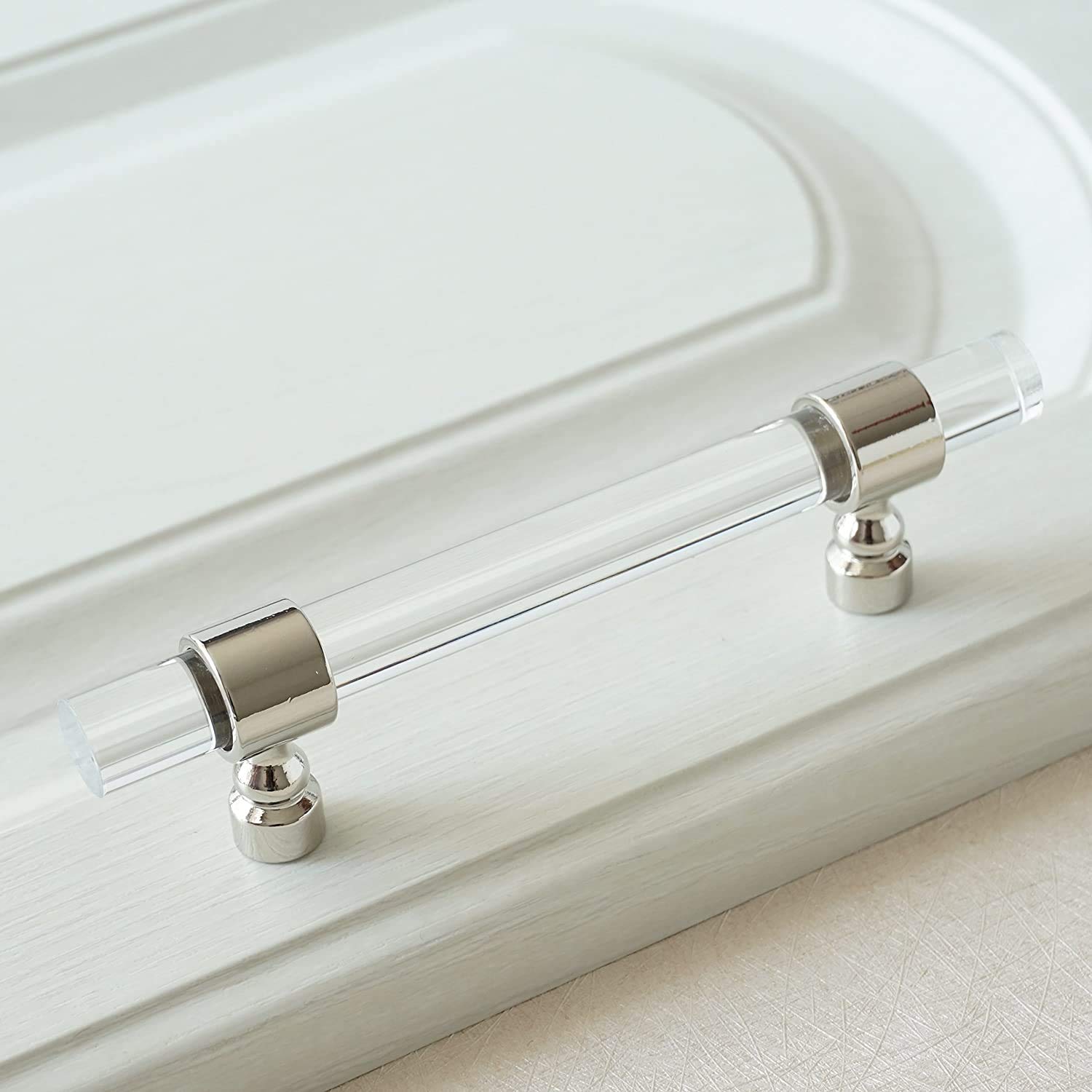 LBFEEL 5 Inch Clear Acrylic Crystal Cabinet Drawer Pulls - 1 Pack (128mm Hole Centers) - Modern Kitchen Hardware & Dresser Knobs for Cabinets, Wardrobes, and Furniture - Perfect for Home Renovation & DIY Projects