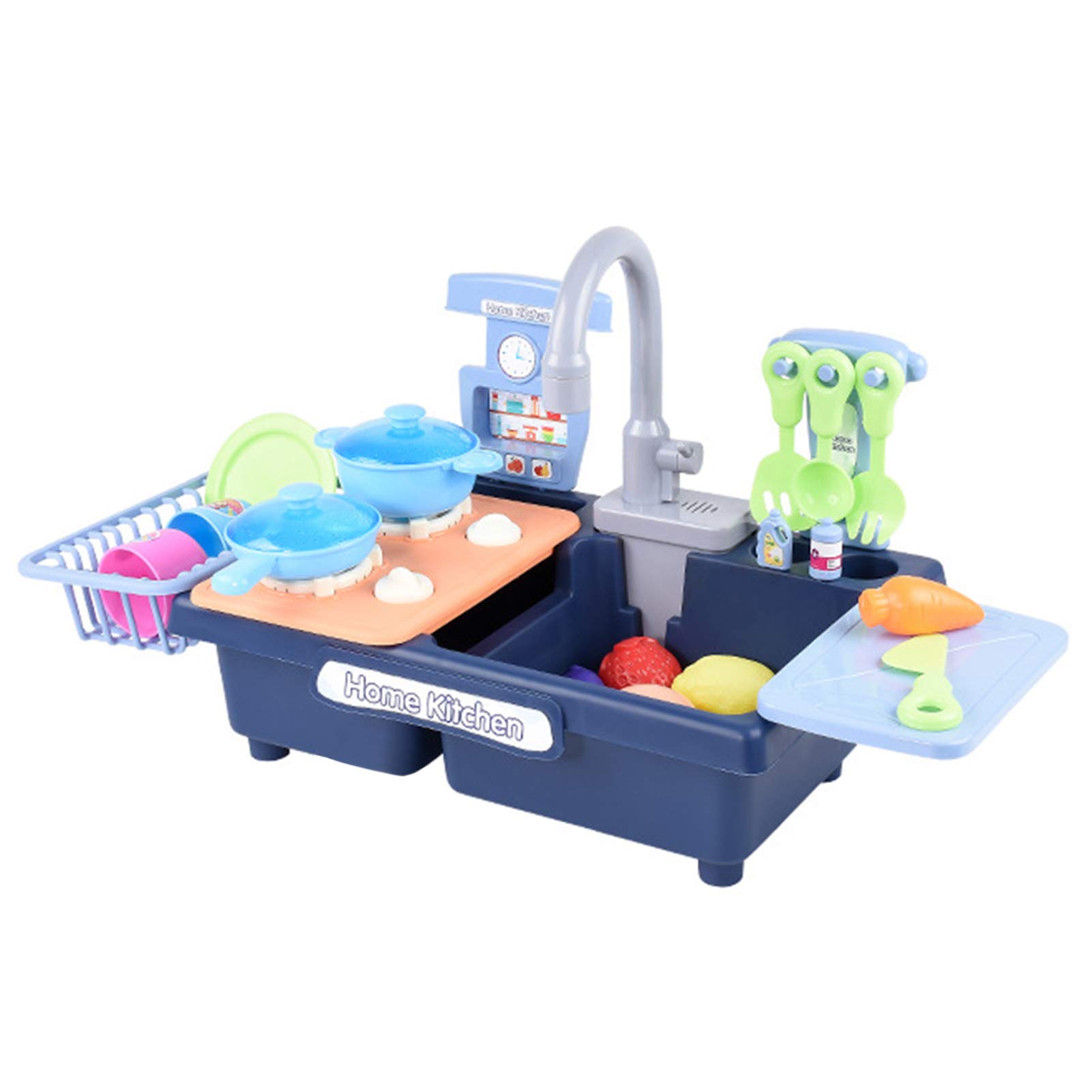 ONWRACE Realistic Dishwasher Toy for Kids - Automatic Water Outlet Electric Kitchen Sink Play Set (Blue) | Pretend Play, Role Play & Educational Toys for Toddlers & Preschoolers | Perfect for Home, Classroom & Daycare Playtime