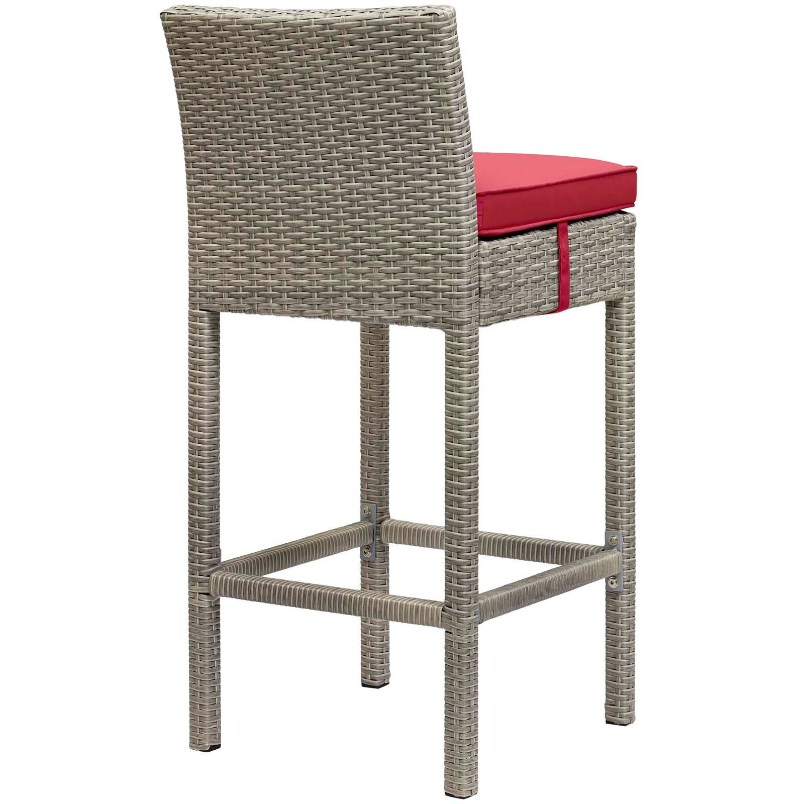 Outdoor Patio Bar Stool - Wicker Rattan Bar Height Stool with Conduit Frame - Perfect for Backyard, Garden, and Poolside Seating