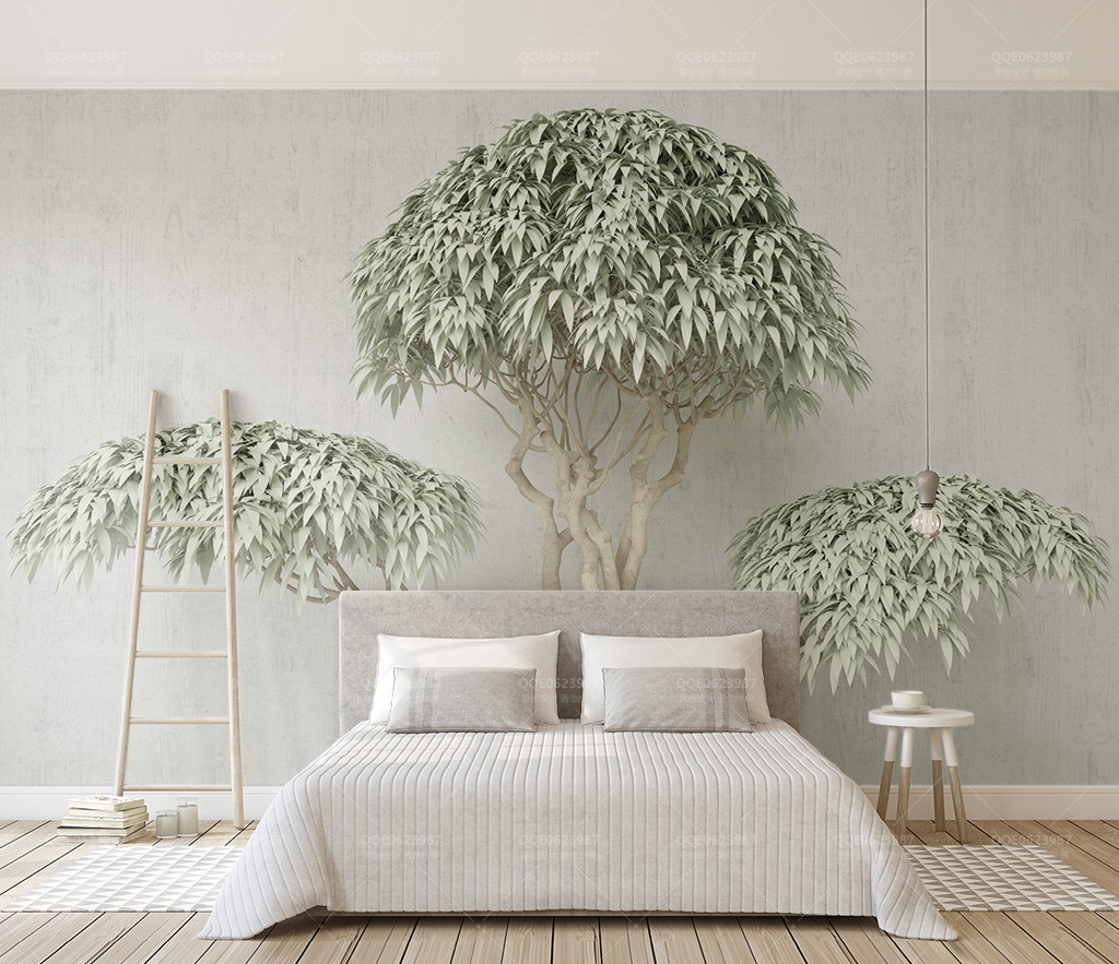 3D Wide Green Tree Wallpaper Murals - Realistic Forest Wall Decals for Living Room & Bedroom | Eco-Friendly Peel & Stick Wallpaper for Home Decor