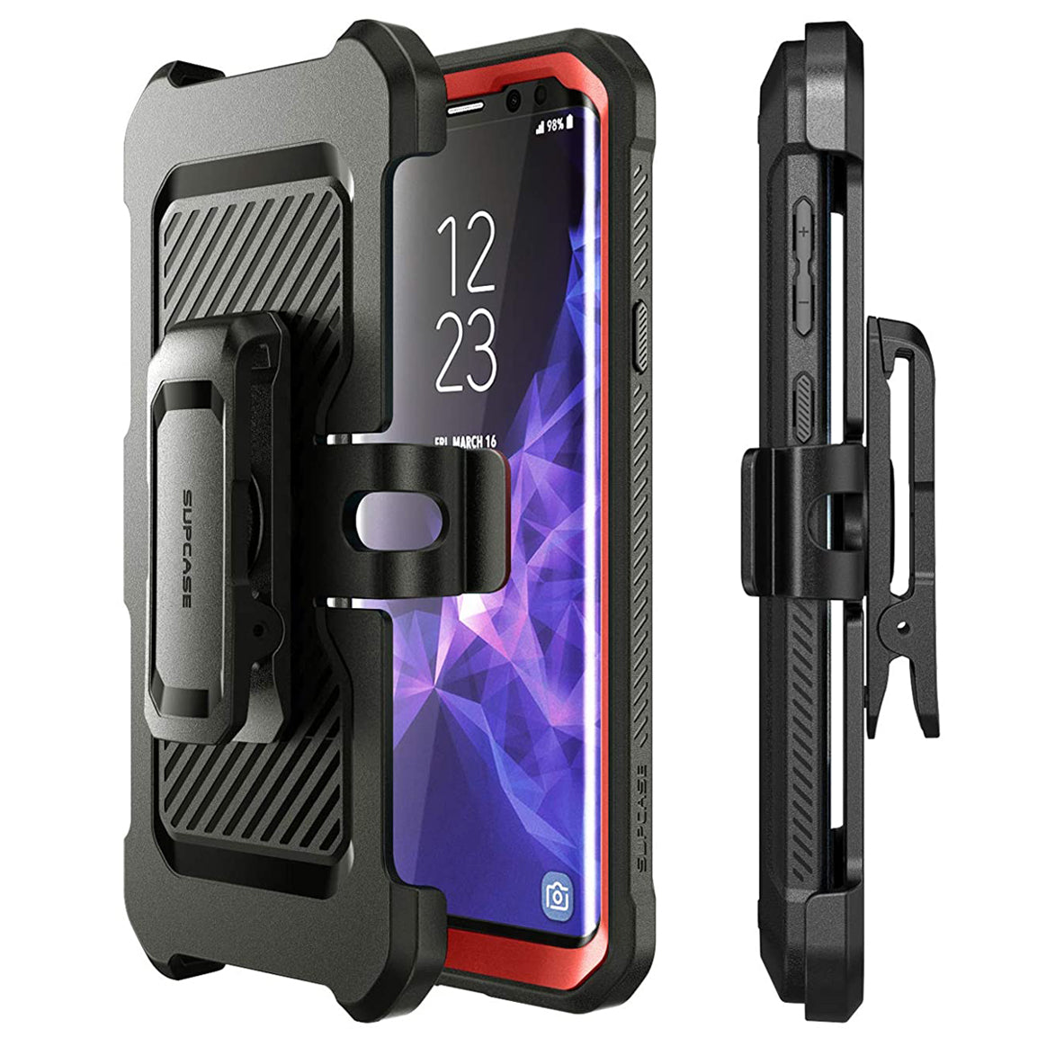 Samsung Galaxy S9 Unicorn Beetle Pro Full-Body Rugged Holster Case - Heavy Duty Protection with Kickstand (Metallic Red) - Perfect for Outdoor, Construction & Extreme Sports
