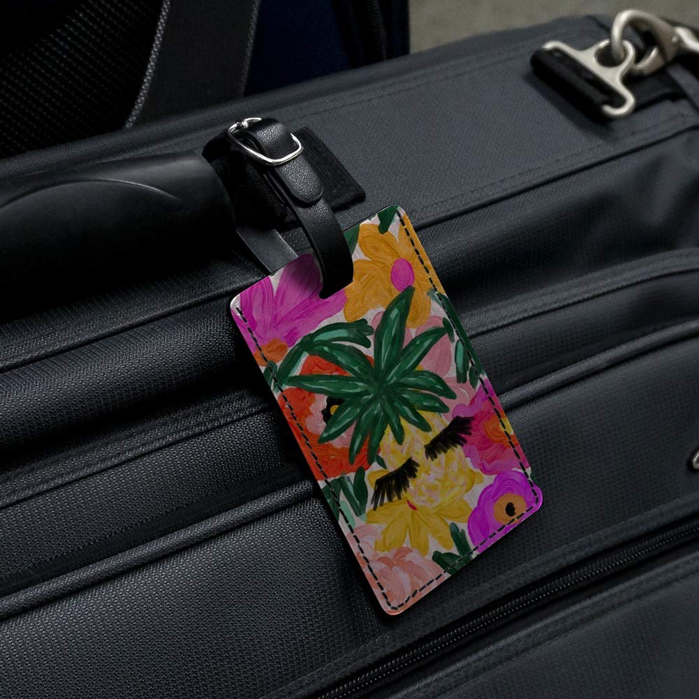 Stylish Pineapple Print Leather Luggage Tag - Rectangle Suitcase ID Card Holder for Carry-On Bags | Perfect for Travel, Business Trips & Vacation