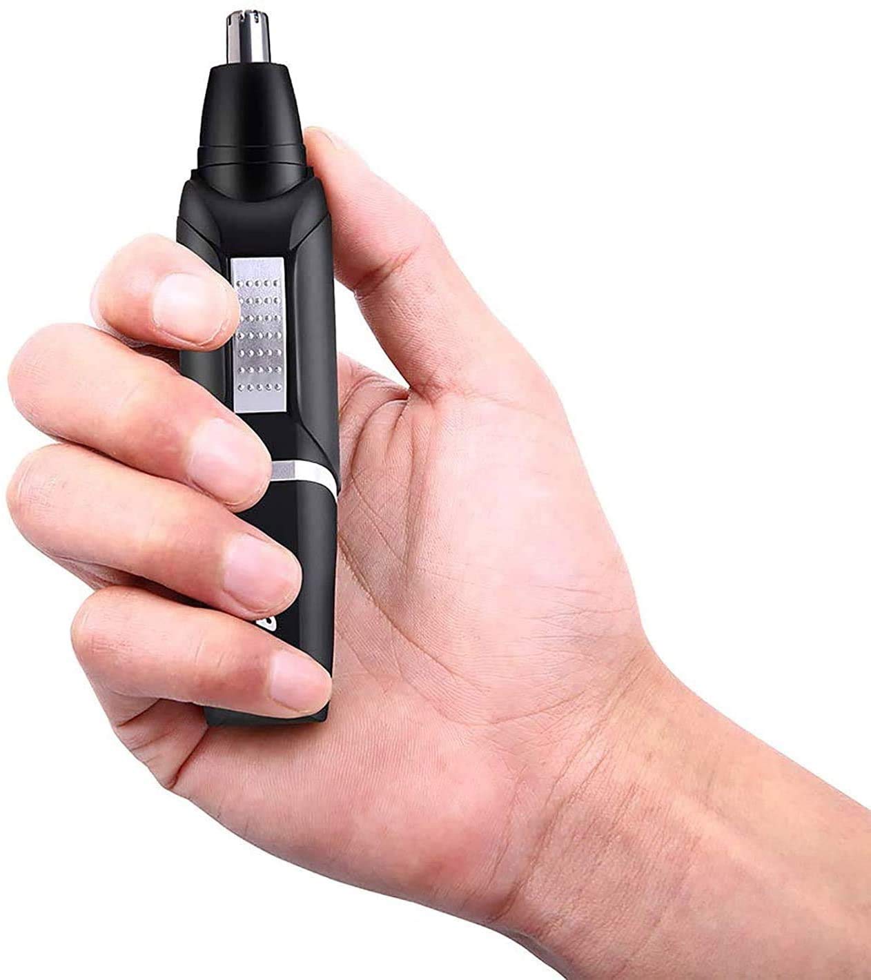 Men's Wet/Dry Nose & Ear Hair Trimmer - Black | Painless Grooming Tool | Easy to Clean & Simple Operation | Perfect for Travel, Home & Personal Care Routine