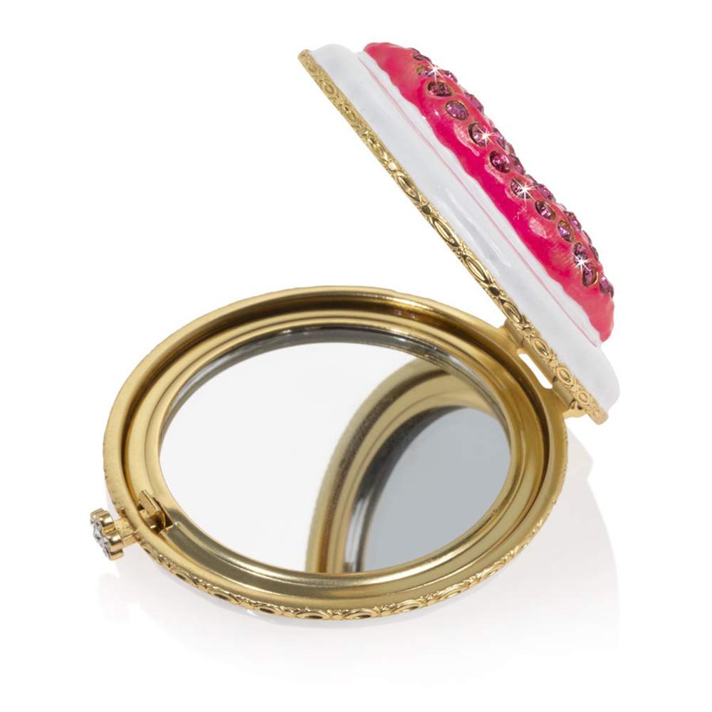 Jay Strongwater Monroe Lip Compact in Electric Pink - Elegant Makeup Mirror & Lipstick Case - Perfect for Travel, Parties & Everyday Use