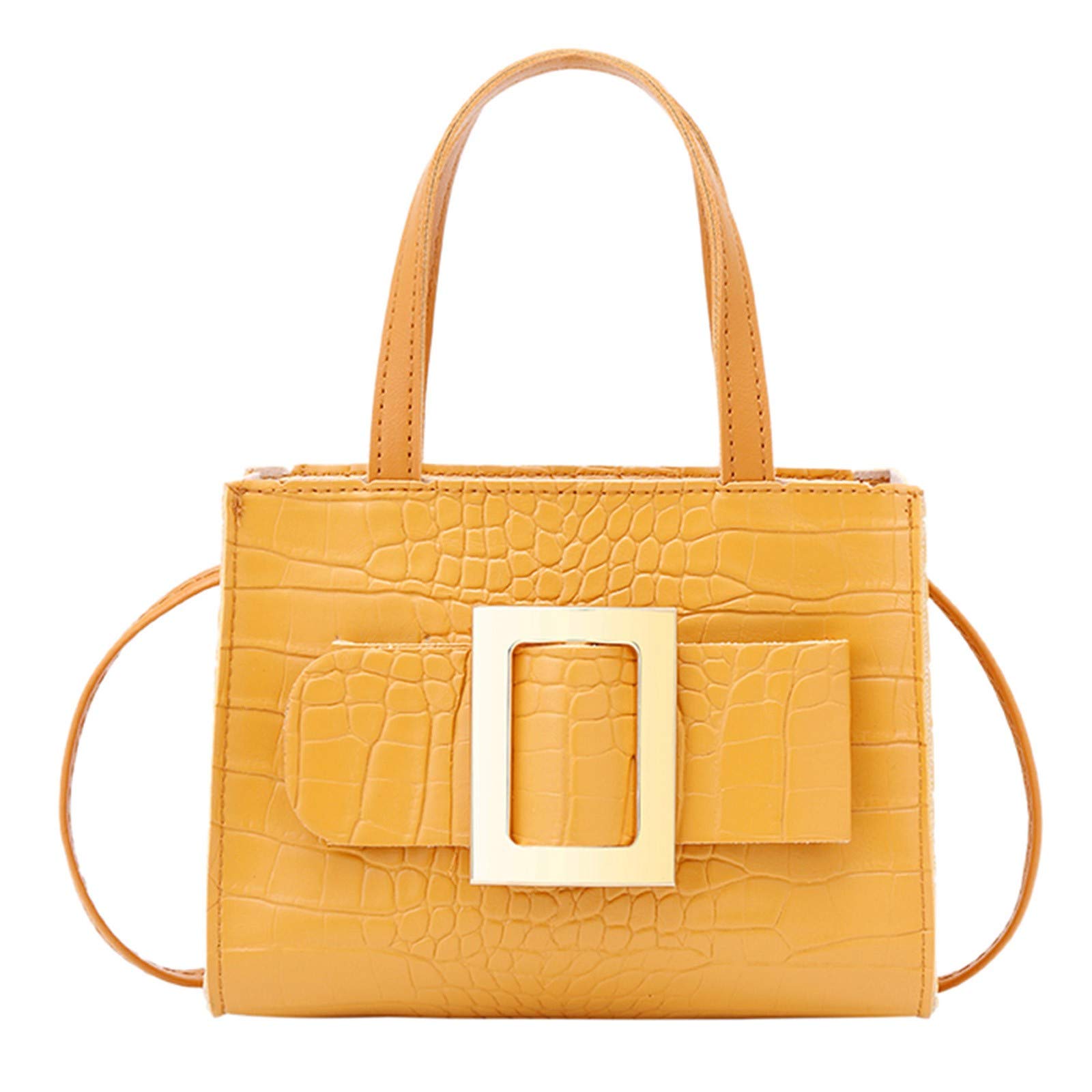 Fashion Messenger Bag for Women - Large Yellow Shoulder Bag with Zipper for Work & Travel