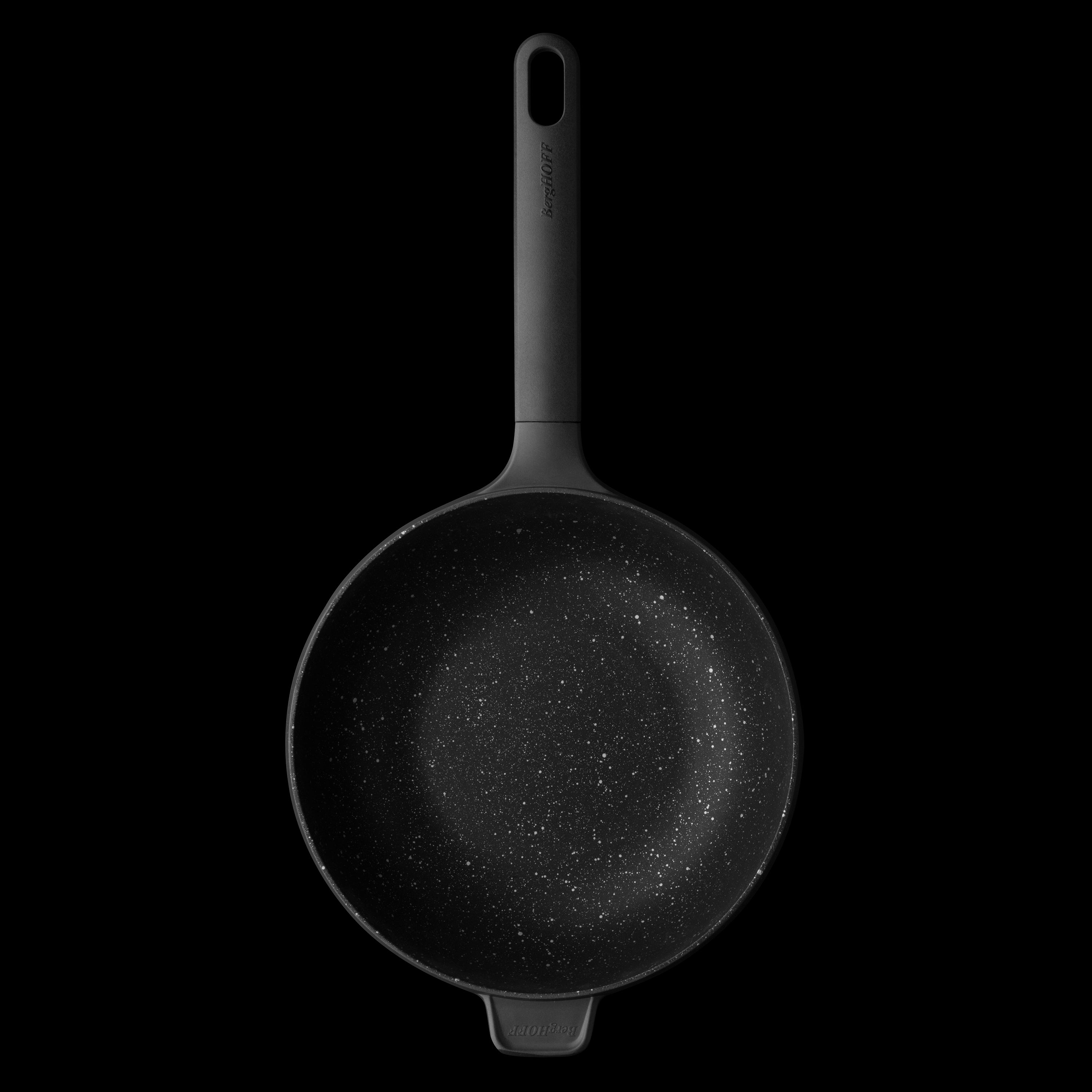 BergHOFF GEM 10 Non-Stick Stir Fry Pan 3 Quart - Black Ceramic Coated Wok for Healthy Cooking, Perfect for Sauteing, Frying & Stir-Frying Asian Dishes at Home
