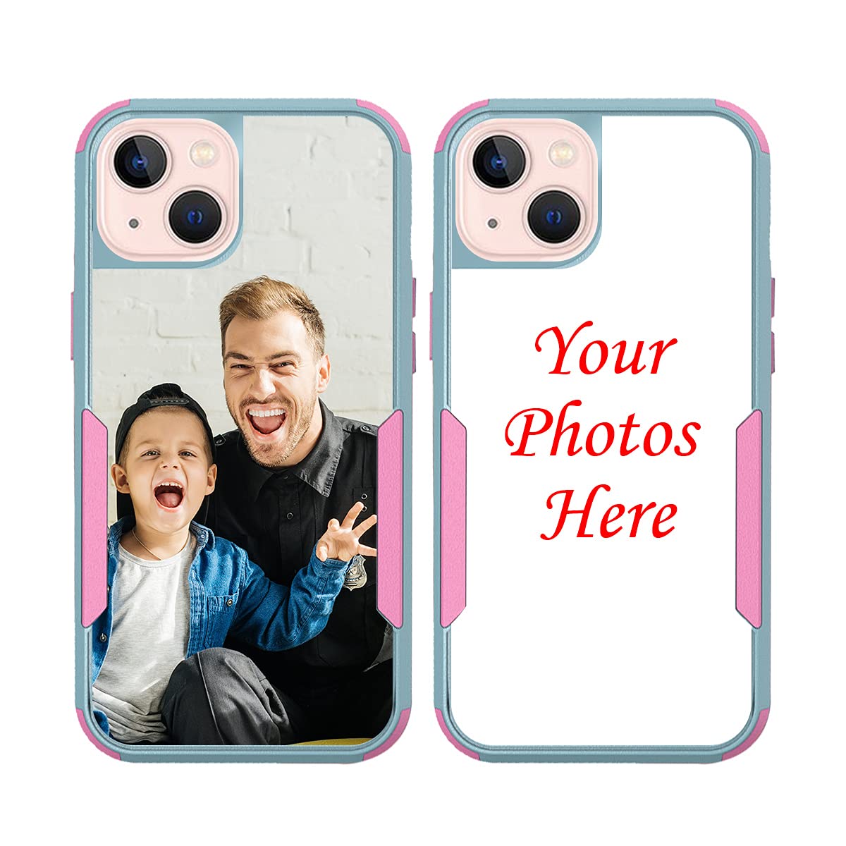 Custom Shockproof Phone Case for iPhone 13/12/11/XR/SE/6/7/8 Plus - 3-Layer Heavy Duty Protection, Anti-Scratch Cover with Personalized Design (Pink) - Perfect for Outdoor Activities, Travel & Daily Use