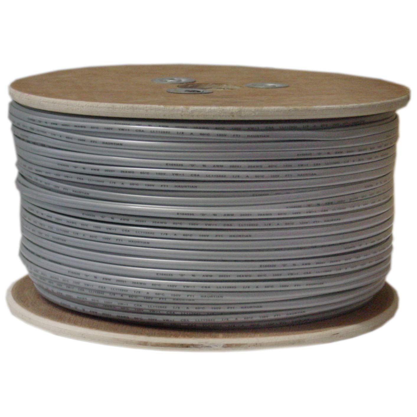 1000 Feet Bulk Telephone Cord - Silver Satin 28/6 (28 AWG 6 Conductor) Telephone Cable Spool | High-Quality Bulk Telephone Wire by CableWholesale | Perfect for Office, Home & Telecom Installations