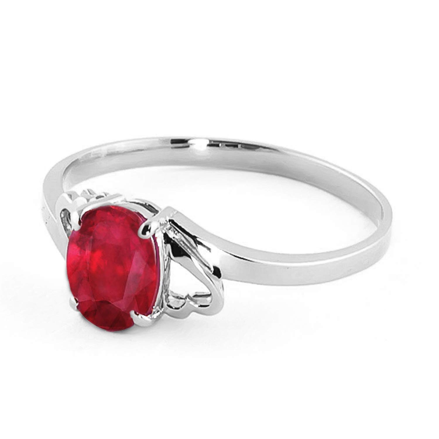 14K Solid White Gold Ring with 1.15ct Oval Ruby - Galaxy Gold GG | Elegant Jewelry for Weddings, Anniversaries & Special Occasions