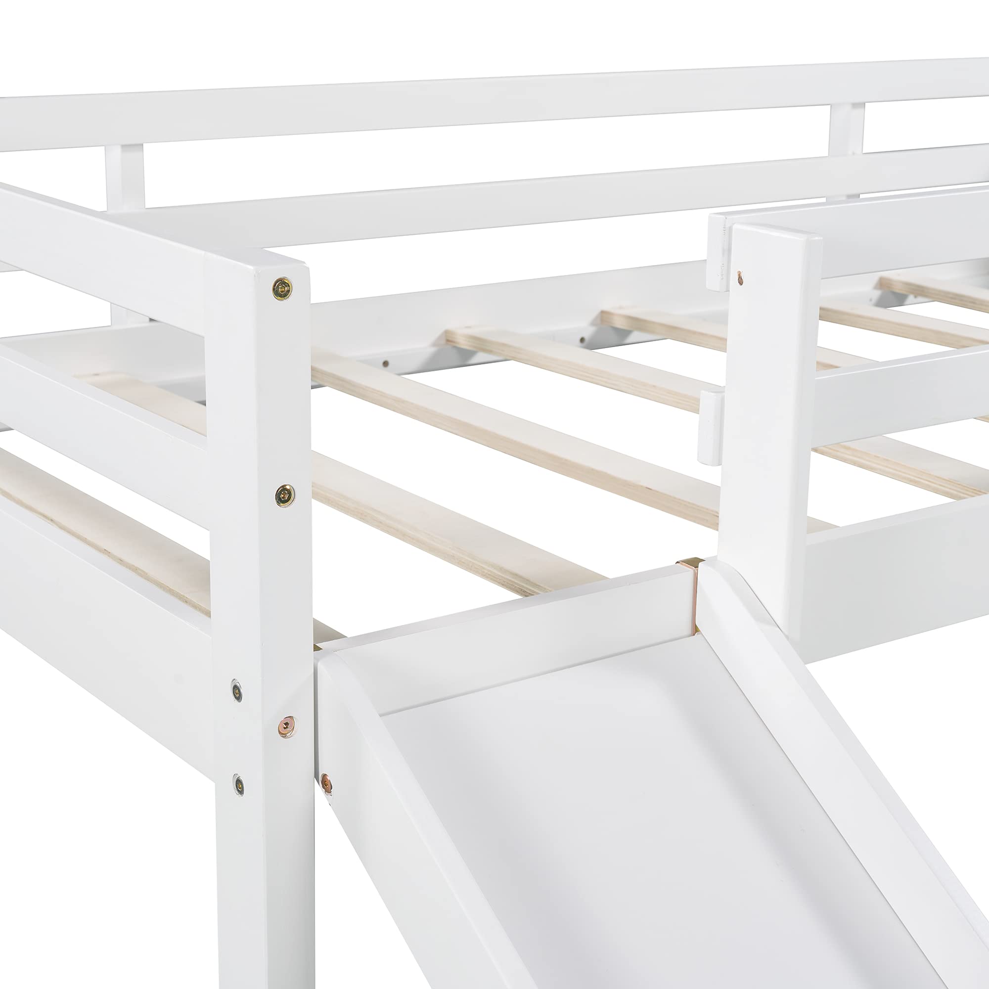 **White Twin Size Loft Bed with Slide, Stairs & Chalkboard - Kids Play & Study Space for Small Rooms, Dorm, or Bedroom**