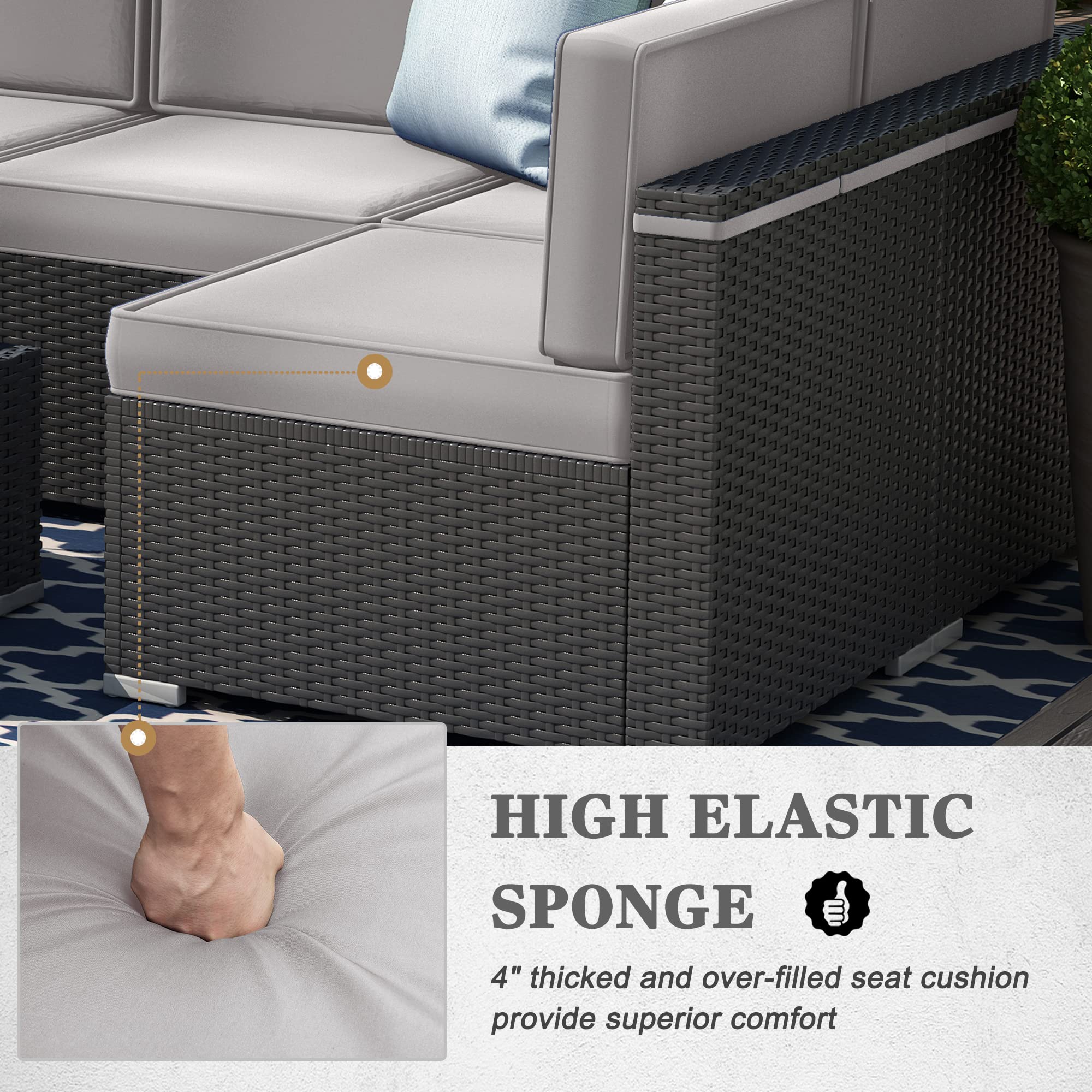 8-Piece Outdoor Patio Furniture Set with 44