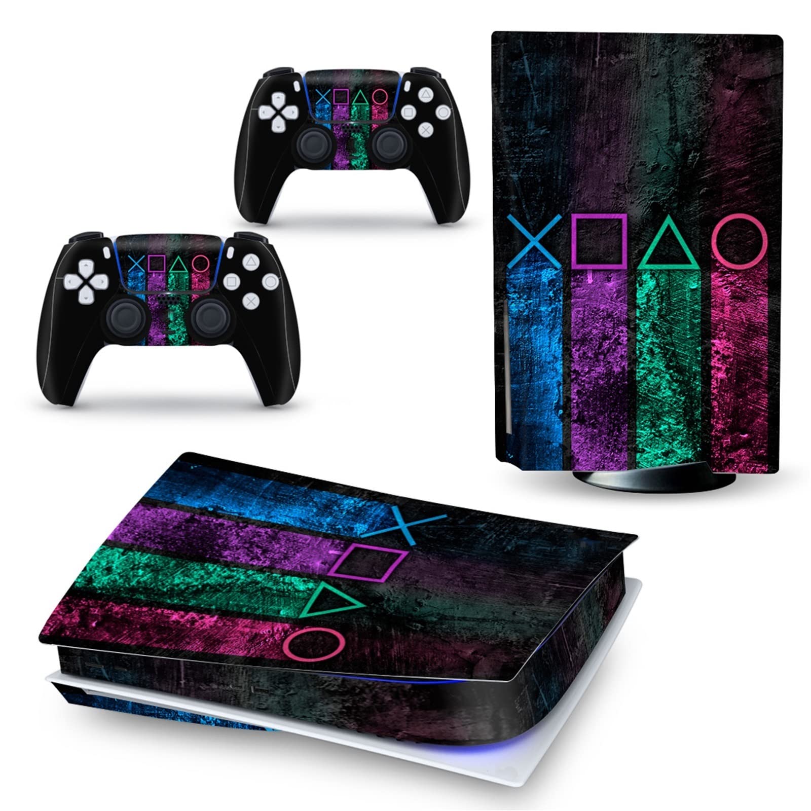 LEEWEE Anime Vinyl Skin Stickers for PS5 Disk Edition Console & 2 Controllers - Bubble-Free, Durable, Scratch-Resistant Cover Wrap 50367 (Perfect for Gaming Setups & Anime Decor)