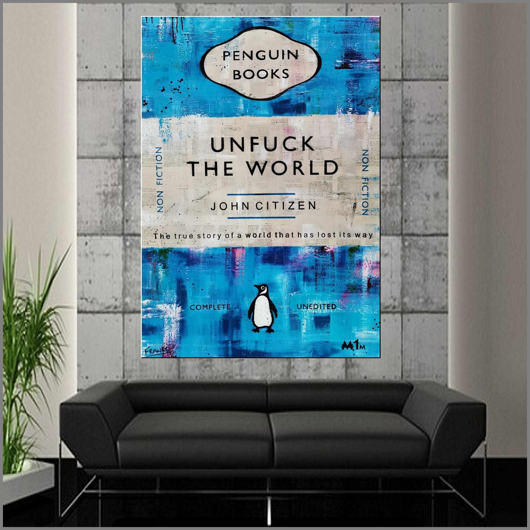 Jade Unfucker 140cm x 100cm Canvas Art - Unfuck The World Urban Pop Painting for Book Clubs & Modern Home Decor - Perfect for Living Rooms, Offices & Creative Spaces