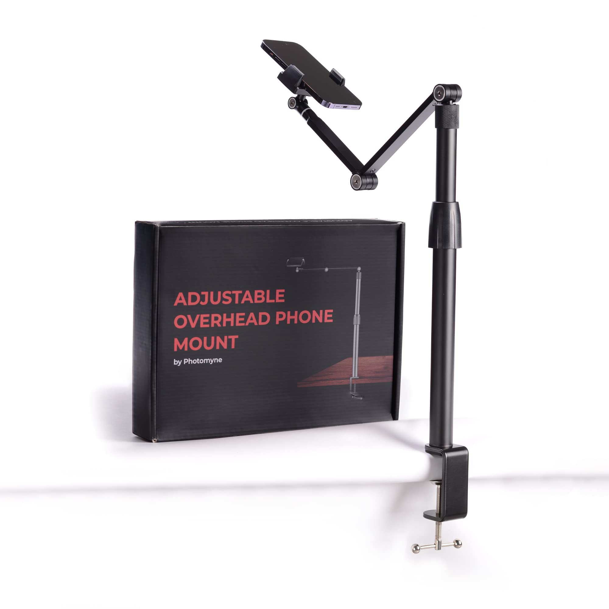 Adjustable Phone & Tablet Stand with Clamp - Hands-Free Photo Scanning, Stable Desk Mount for Phones & Tablets - Wide Compatibility, Height Adjustable with 2 Flexible Arm Heads - Perfect for Video Calls, Online Learning & Document Scanning