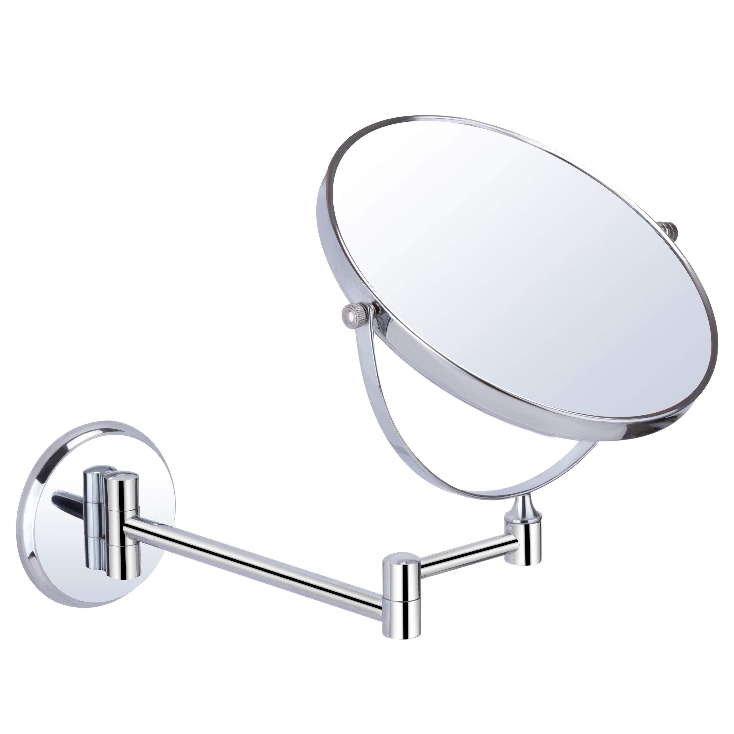 USF Bathroom Makeup Mirror with 5X Magnifying Glass - Adjustable Wall Mounted Shaving Mirror for Vanity, Cosmetic Application & Grooming (Silver Round Frame) - Perfect for Bathrooms, Dressing Rooms & Bedrooms