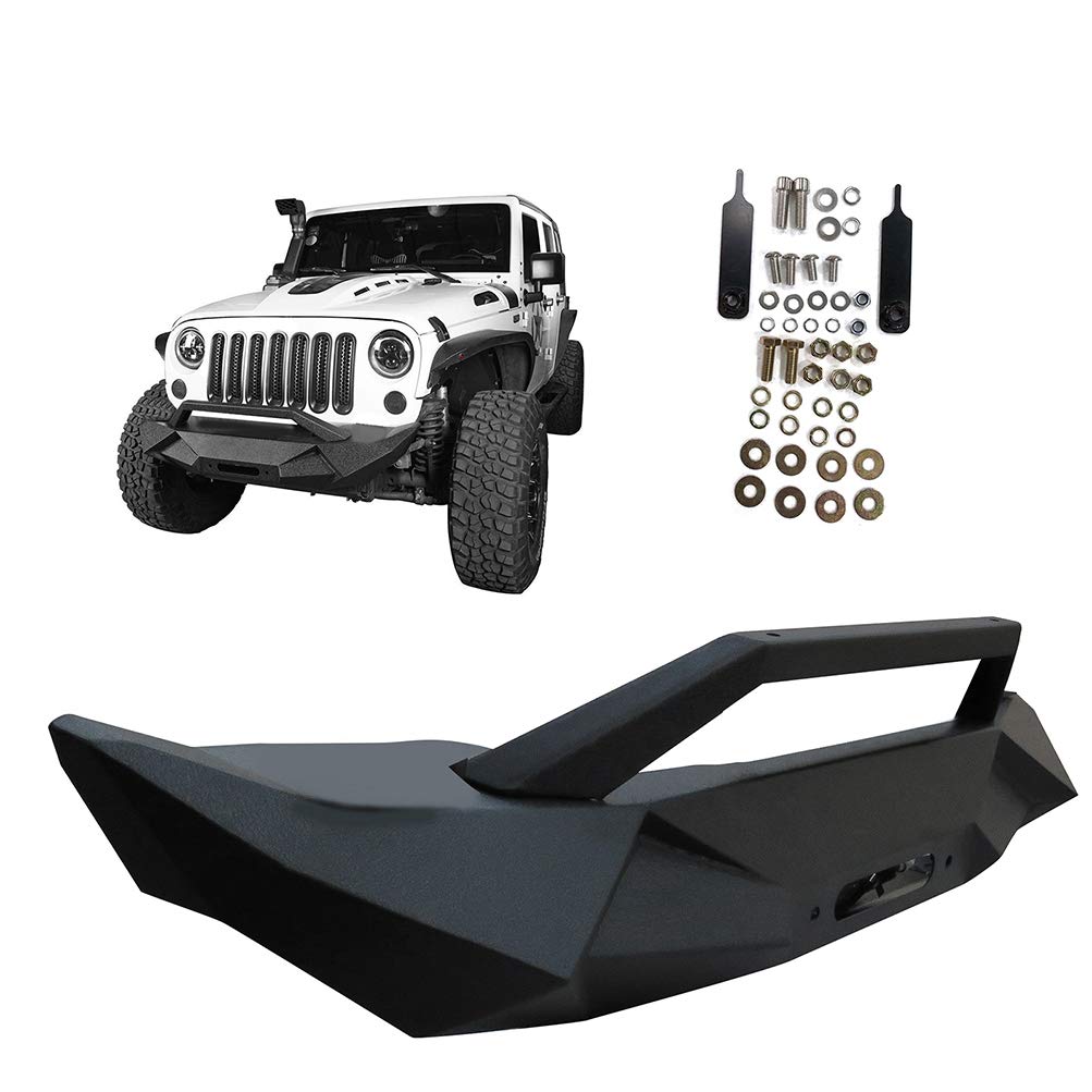 ECCPP Heavy Duty Front Bumper with Winch Plate for 2007-2018 Jeep Wrangler JK - Off-Road Adventure & Rock Crawling Protection