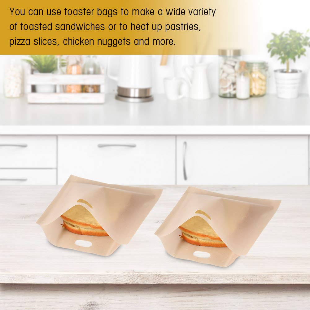 Non-Stick Reusable Microwave Toaster Bags - 16x16.5cm Fiberglass Heating Pastry Bags for Baking, Reheating & Cooking - Perfect for Bread, Pizza, Cookies & More
