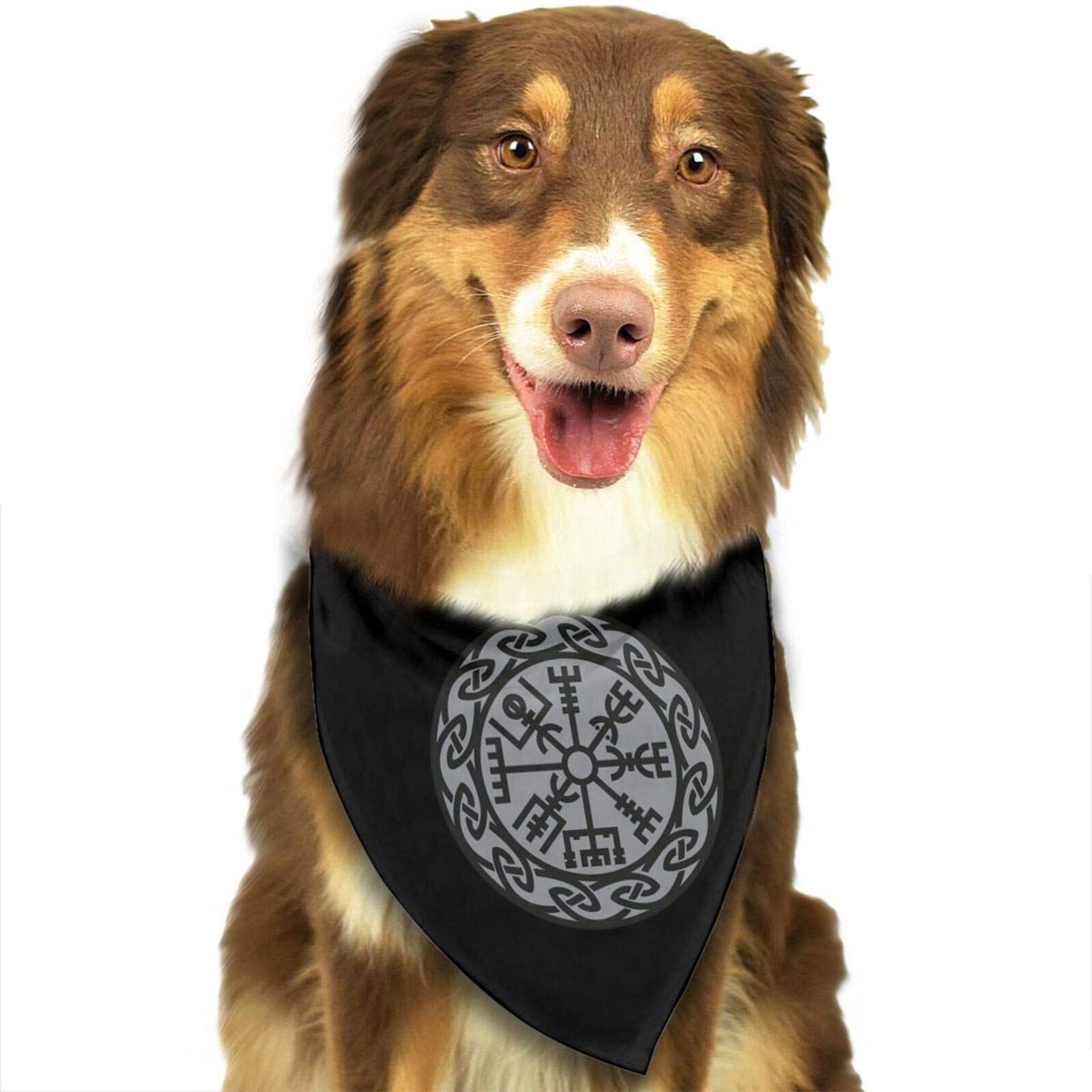 Vegvisir Viking Compass Runes Pet Scarf - Futhark Norse Triangle Dog Bandana & Neckerchief Bib for Small Medium Large Dogs - Perfect for Costumes, Holidays & Outdoor Adventures