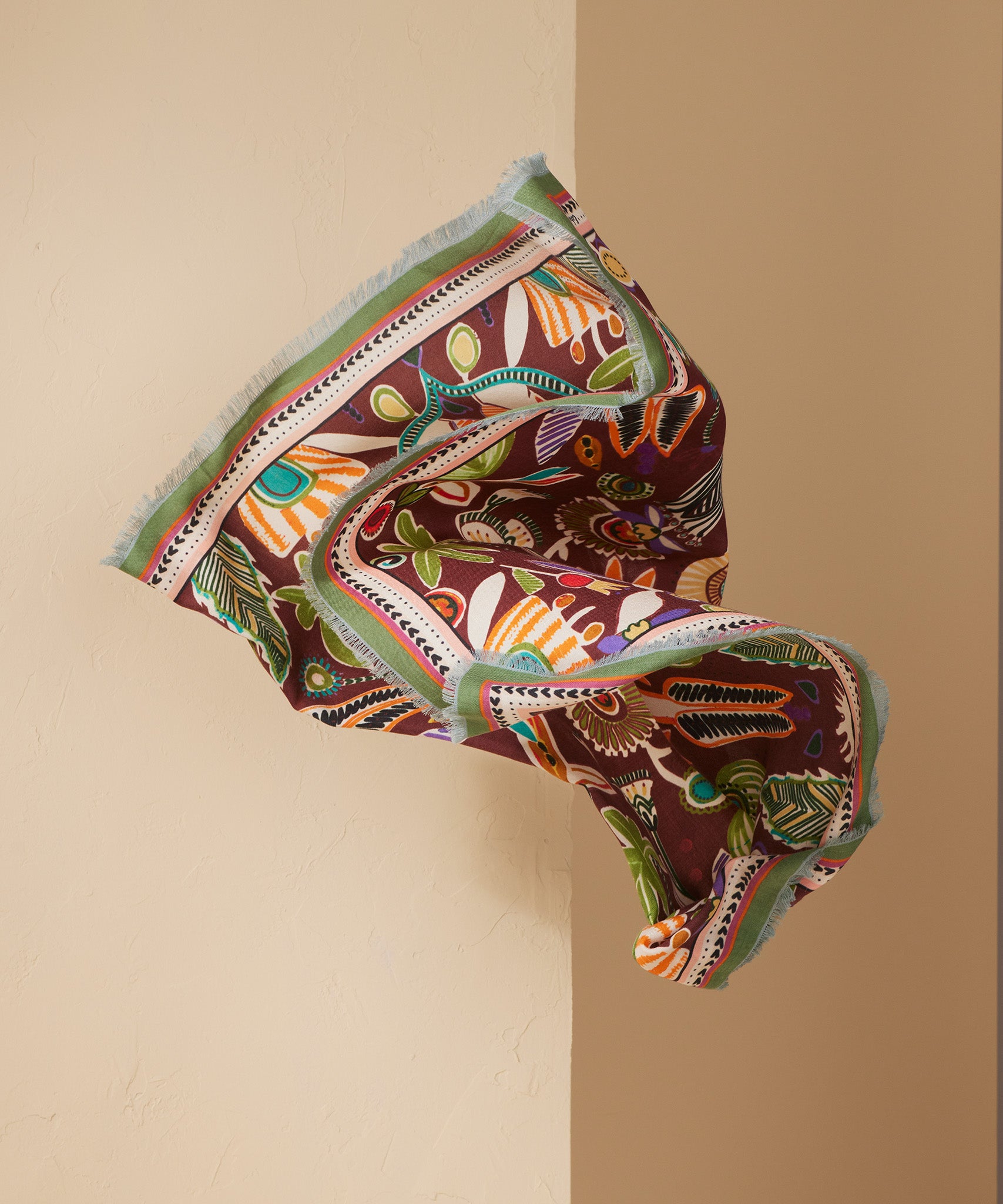 Stylish Folk Floral Oversized Square Scarf - Lightweight Fashion Accessory for Women, Perfect for Spring Outfits, Travel & Boho Chic Looks