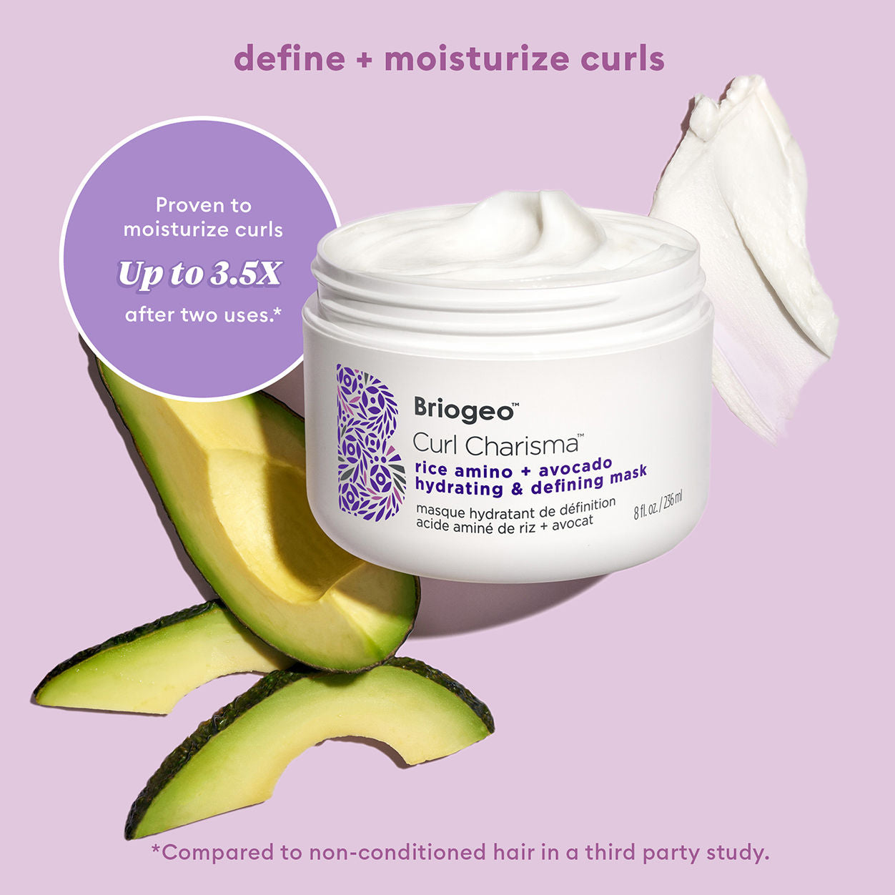 Curl Charisma Rice Amino & Avocado Hydrating Hair Mask for Curly Hair - Deep Moisture & Definition Treatment for Dry, Frizzy Hair - Perfect for Salon-Quality At-Home Hair Care
