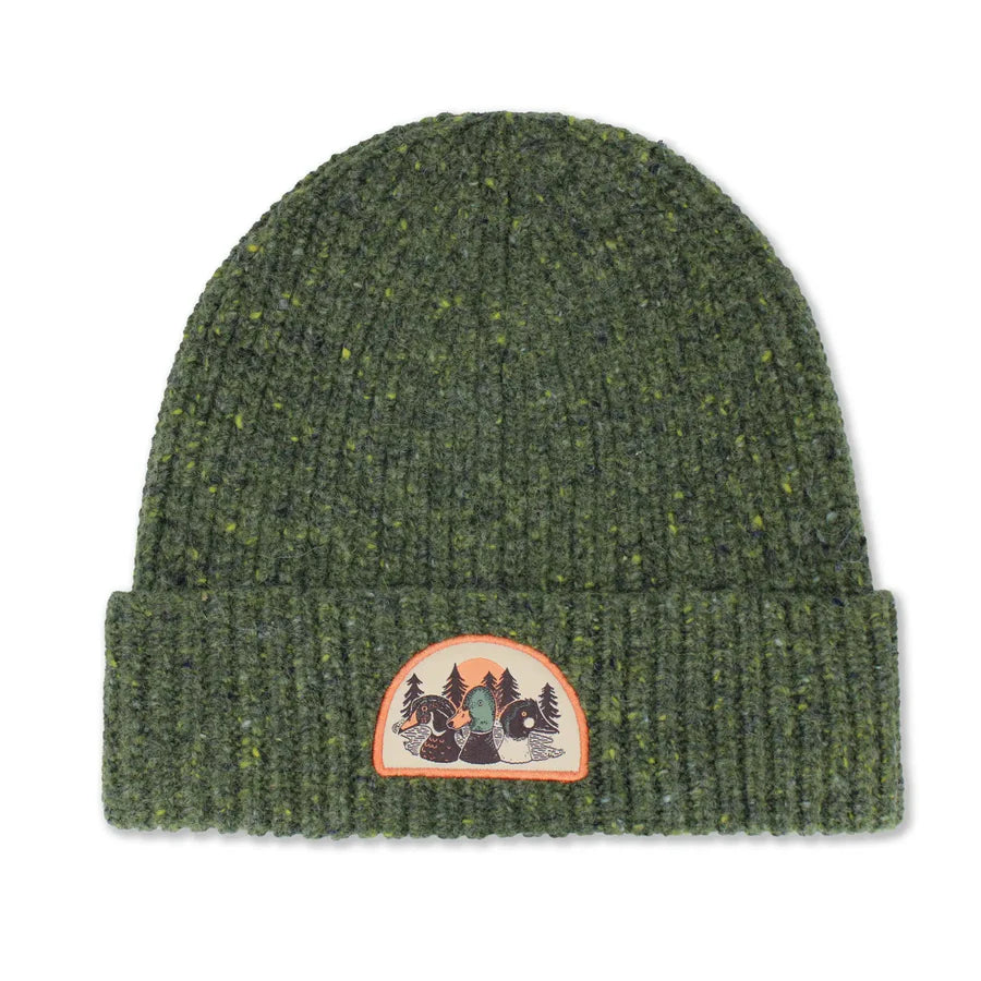 Warm Duck Trio Wool Blend Beanie - Soft Winter Hat for Men & Women - Cozy Forest Green Knit Cap for Outdoor Activities, Skiing & Hiking