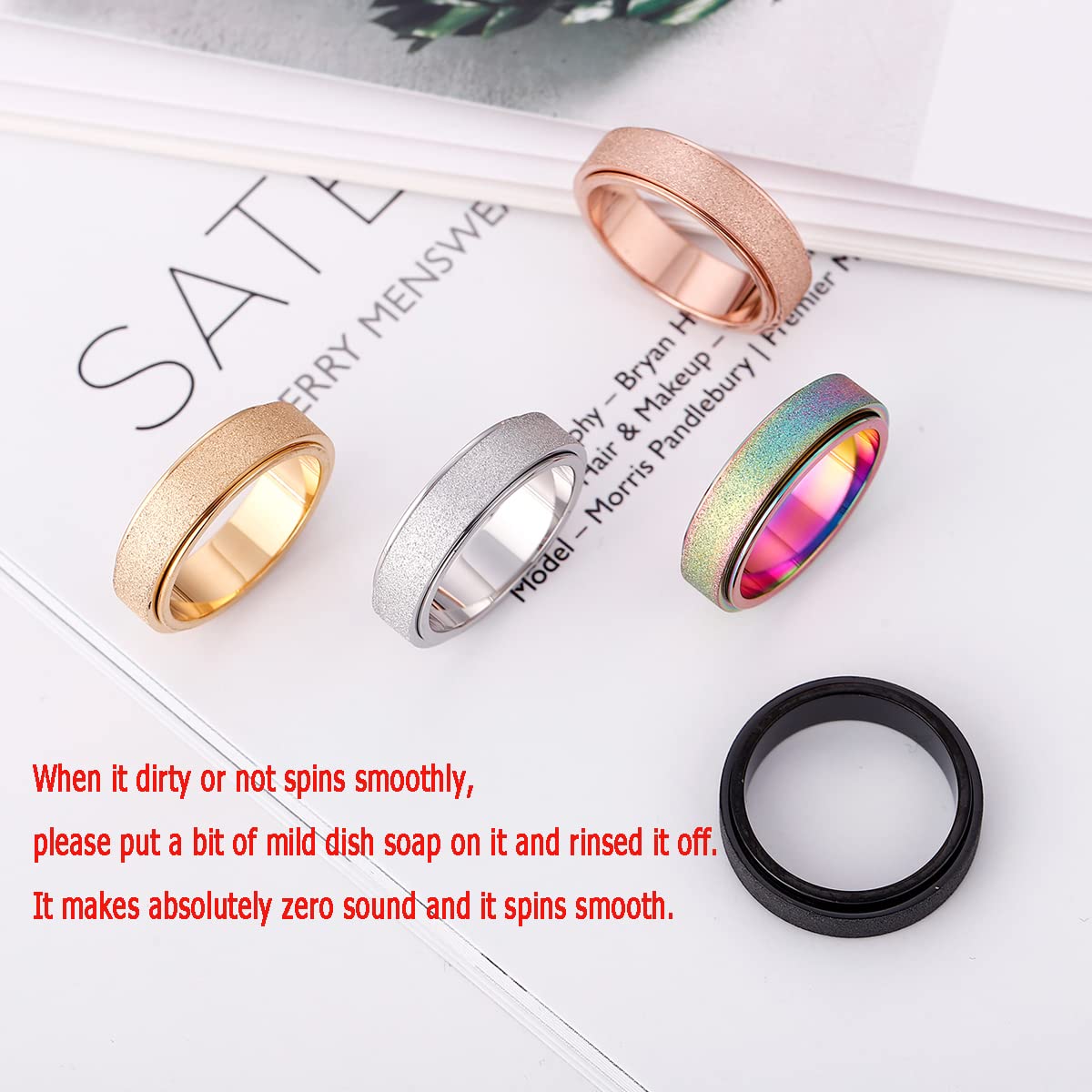 OreilleStar Anxiety Relief Fidget Ring for Women & Men - Stainless Steel Spinner Thumb Ring (Size 6) - Stress Relief & Focus Tool for Anxiety, ADHD, OCD - Perfect for Office, Travel & Daily Relaxation