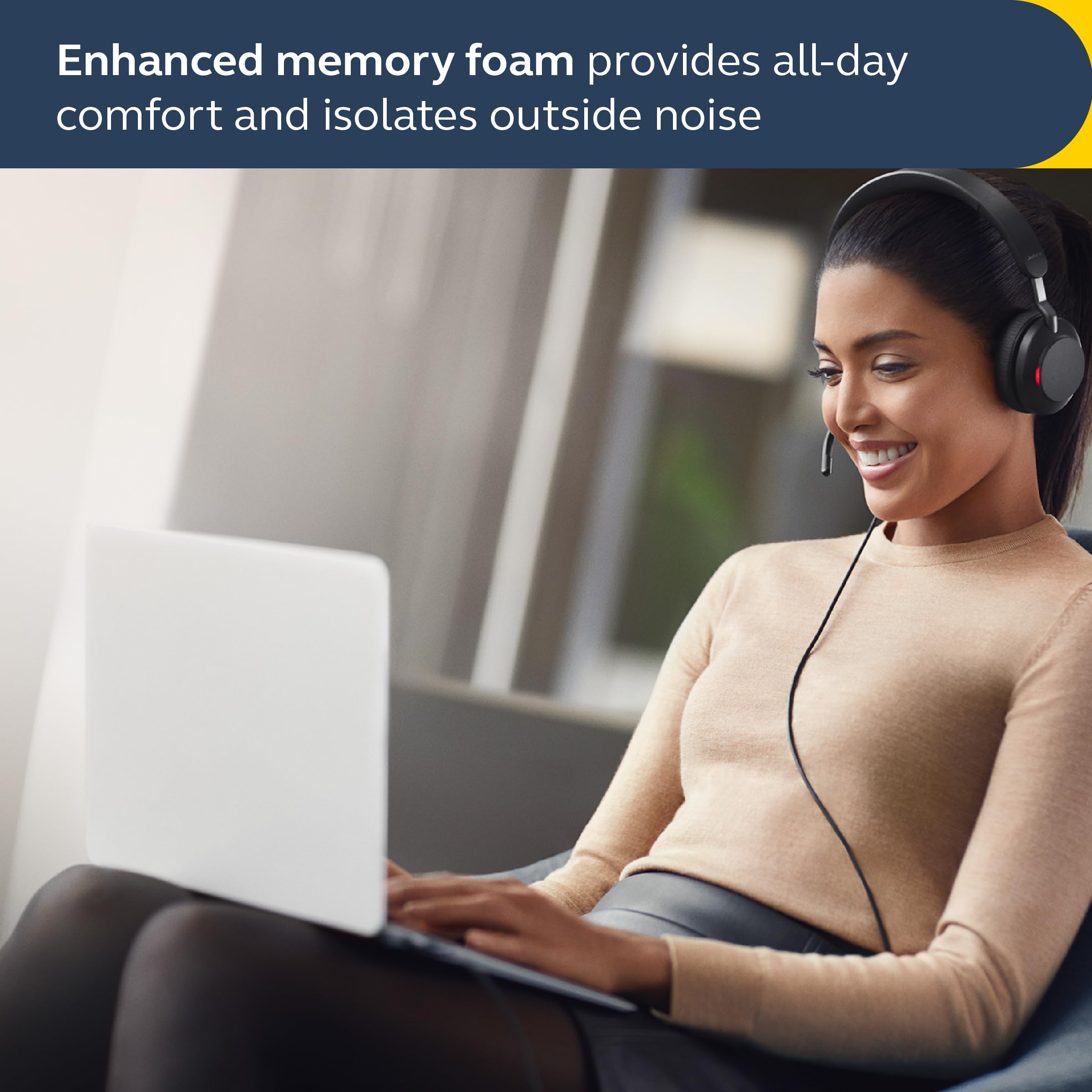 Jabra Evolve2 40 SE Wired Stereo Noise-Cancelling Headset with 3-Microphone Call Technology | USB-A Cable | MS Teams Certified | Compatible with All Platforms | Black | Perfect for Remote Work, Online Meetings & Office Use