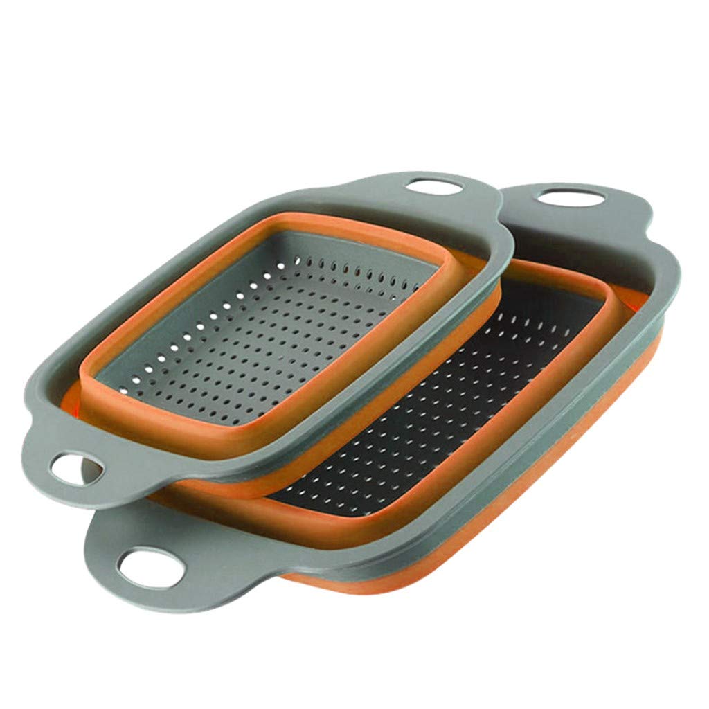 Foldable Silicone Colander - Stainless Steel Kitchen Rack for Washing Fruits & Vegetables