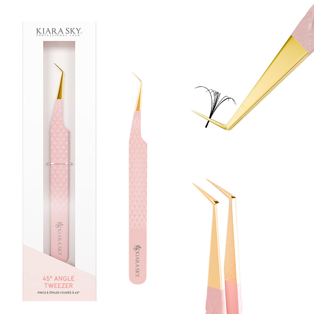 45 Degree Angle Tweezers - Precision Stainless Steel Slant Tip Tweezers for Eyebrows, Splinters & Ingrown Hairs - Perfect for Salon, Home & Travel Grooming Kit